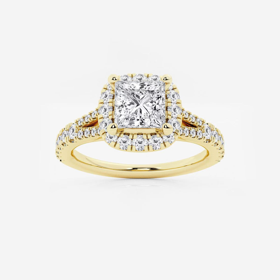 Aurelia Grace Princess Cut Lab-Grown Diamond Split Shank Halo Engagement Ring