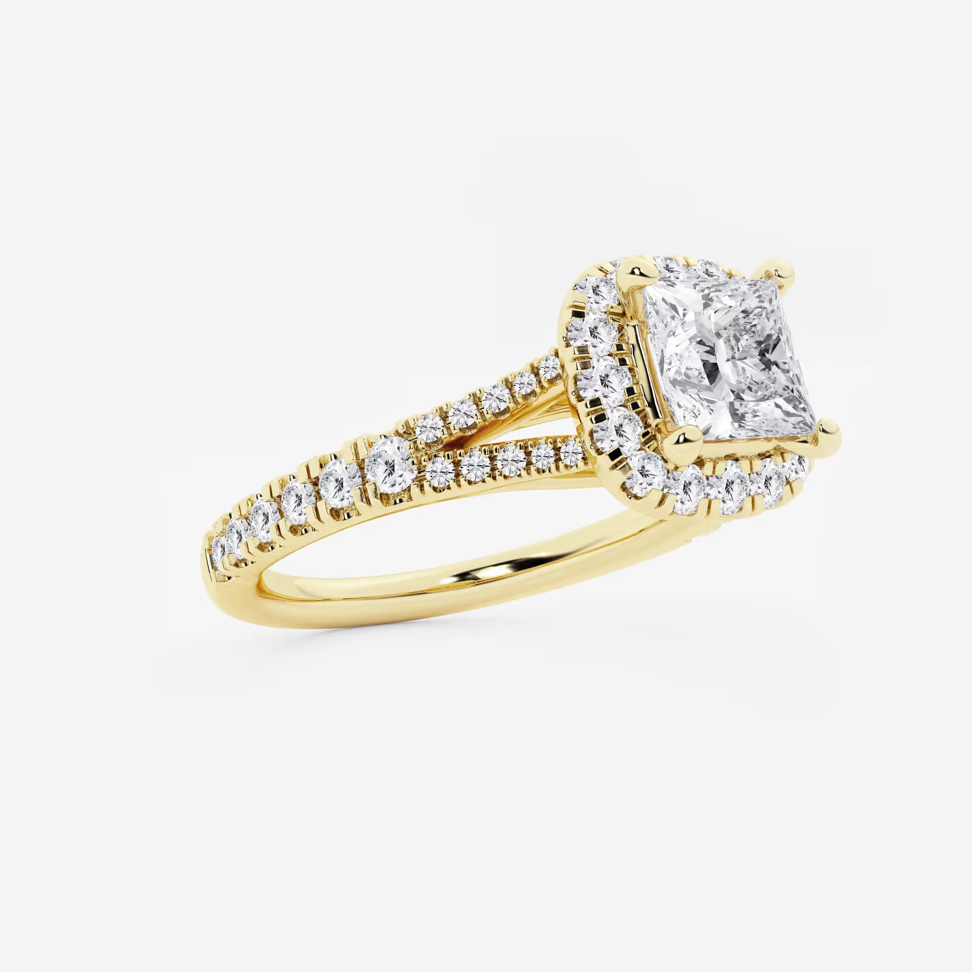 Aurelia Grace Princess Cut Lab-Grown Diamond Split Shank Halo Engagement Ring