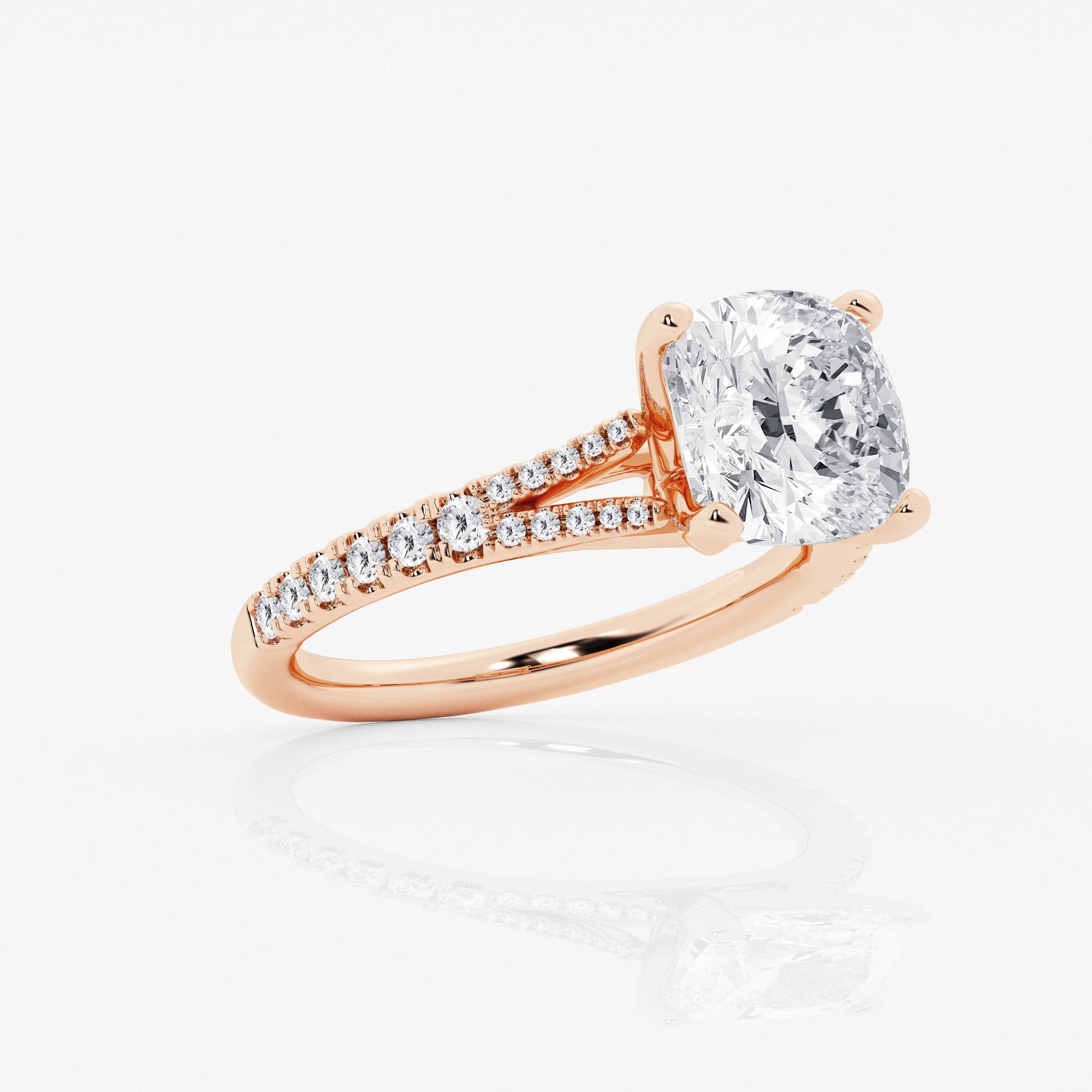 Cushion Lab Grown Diamond Split Shank Engagement Ring