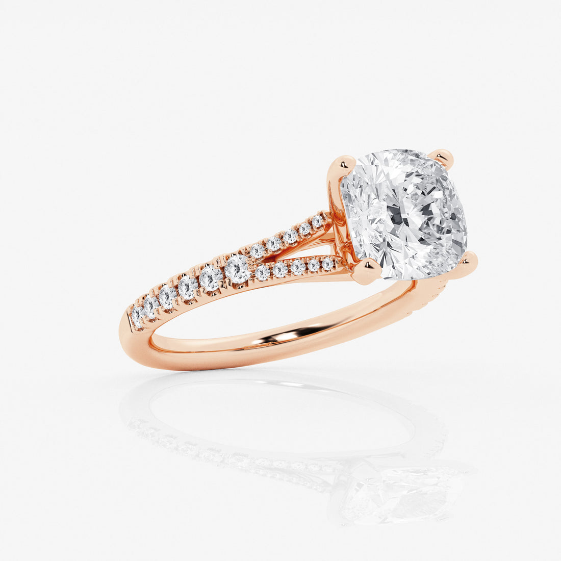 Cushion Lab Grown Diamond Split Shank Engagement Ring