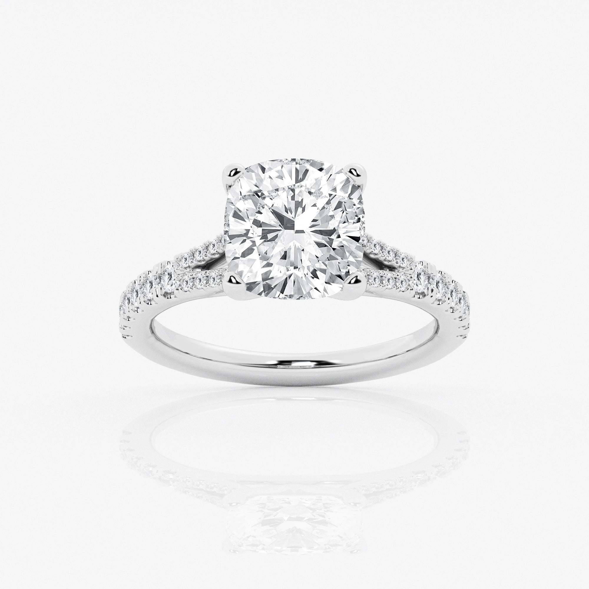 Cushion Lab Grown Diamond Split Shank Engagement Ring