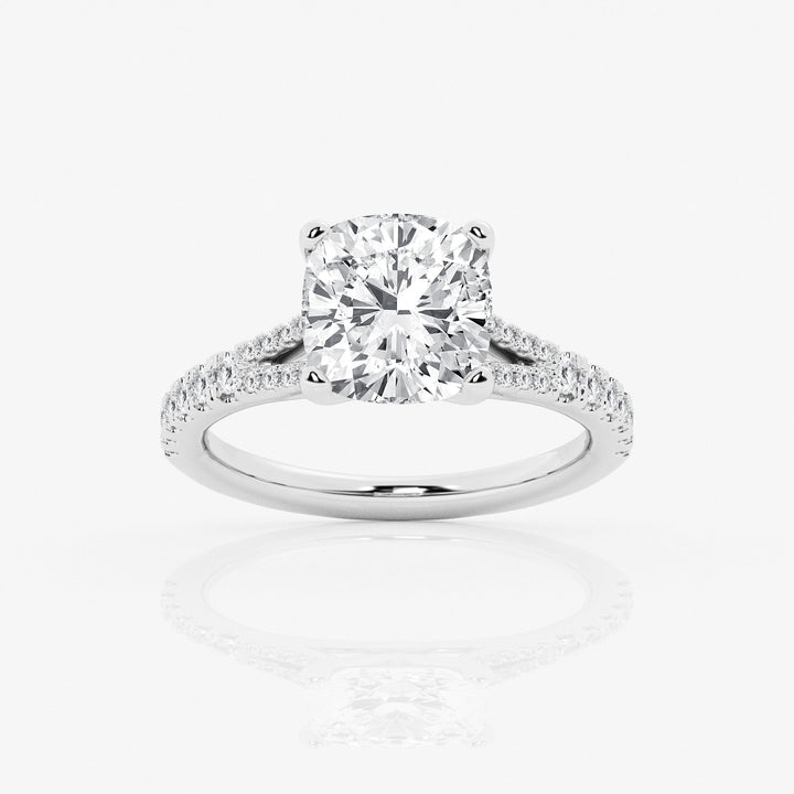 Cushion Lab Grown Diamond Split Shank Engagement Ring