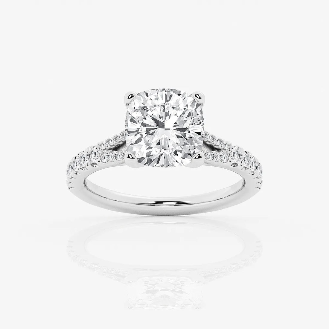 Cushion Lab Grown Diamond Split Shank Engagement Ring