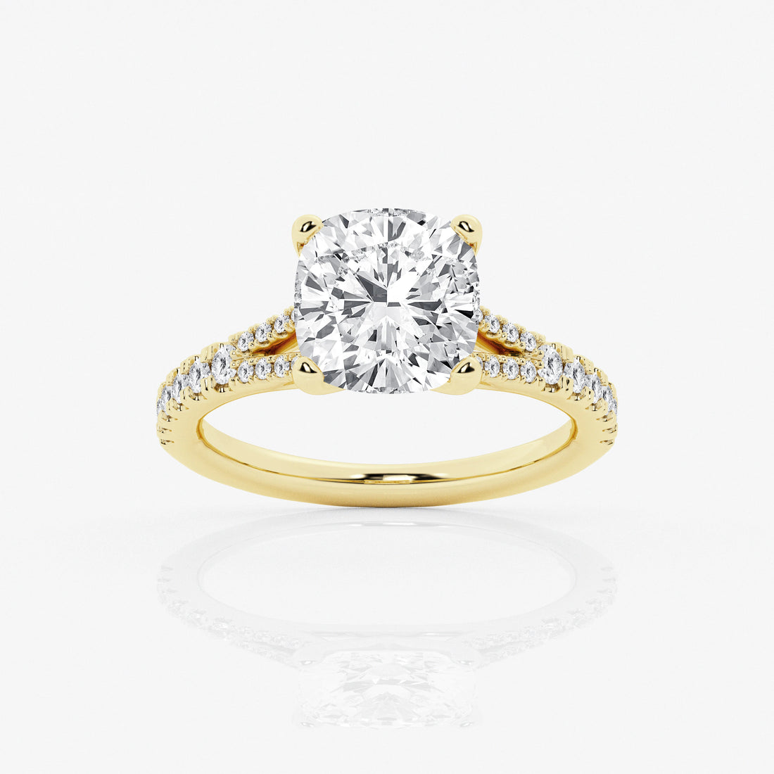 Cushion Lab Grown Diamond Split Shank Engagement Ring