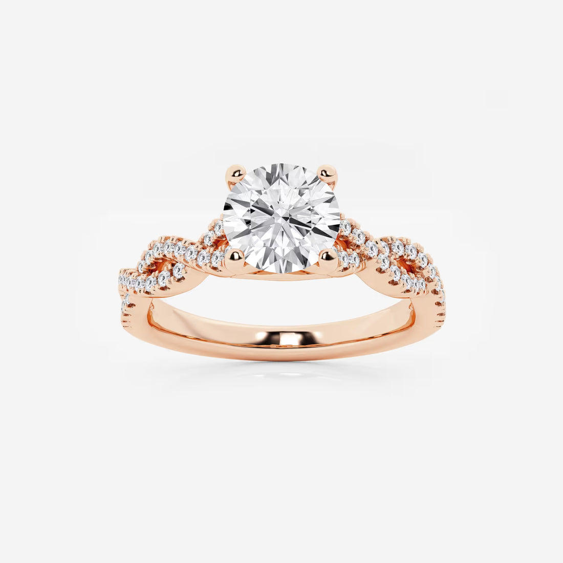 Round Lab Grown Diamond Double Twist Engagement Ring