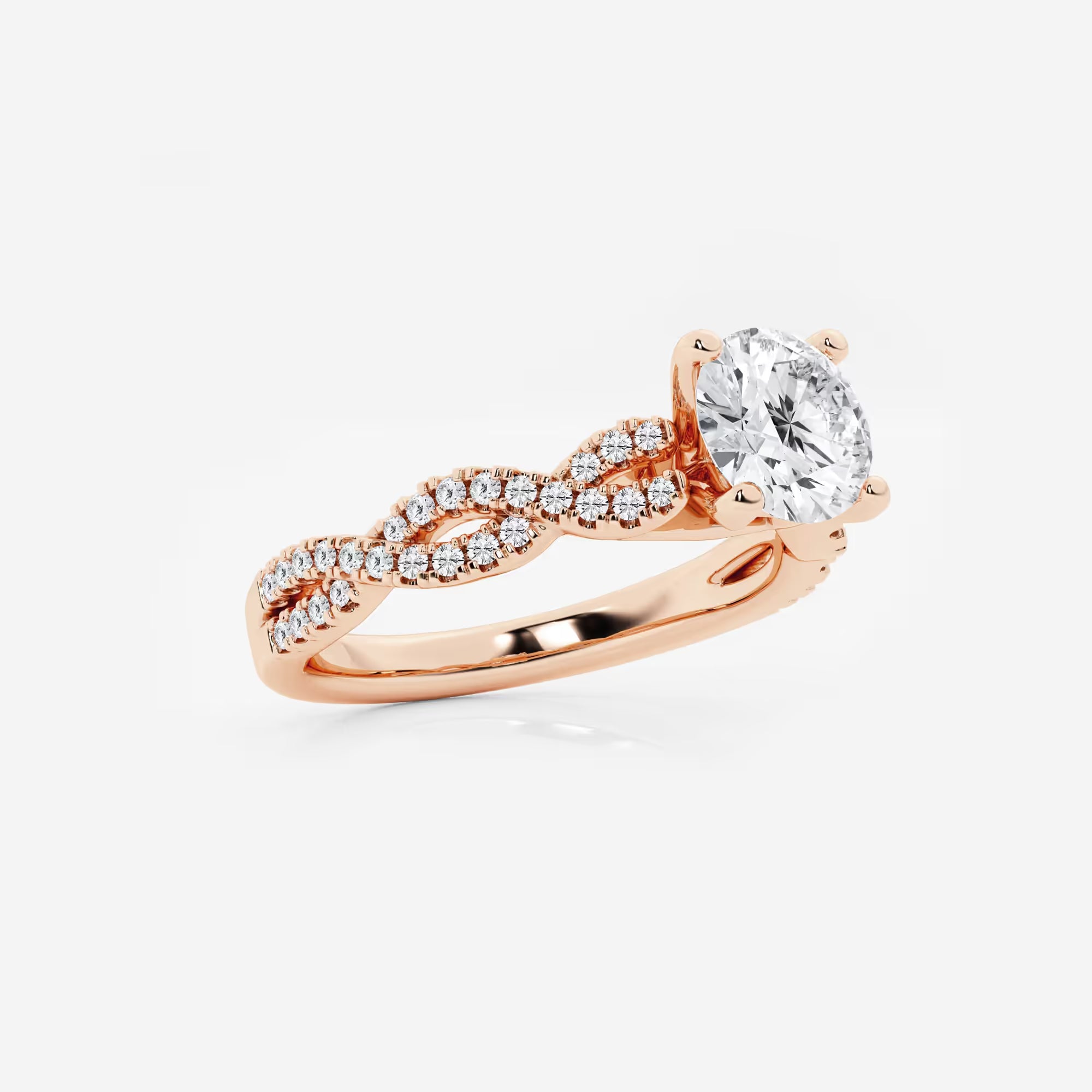 Round Lab Grown Diamond Double Twist Engagement Ring