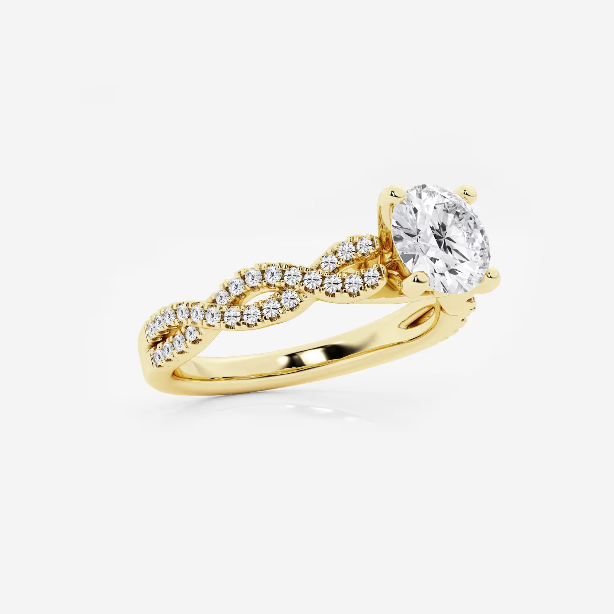 Round Lab Grown Diamond Double Twist Engagement Ring