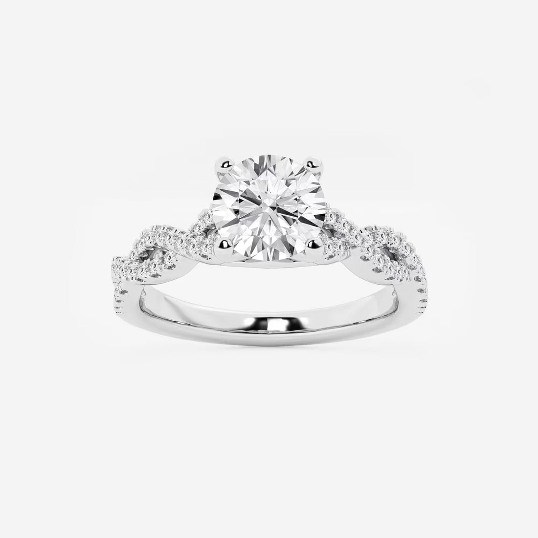 Round Lab Grown Diamond Double Twist Engagement Ring