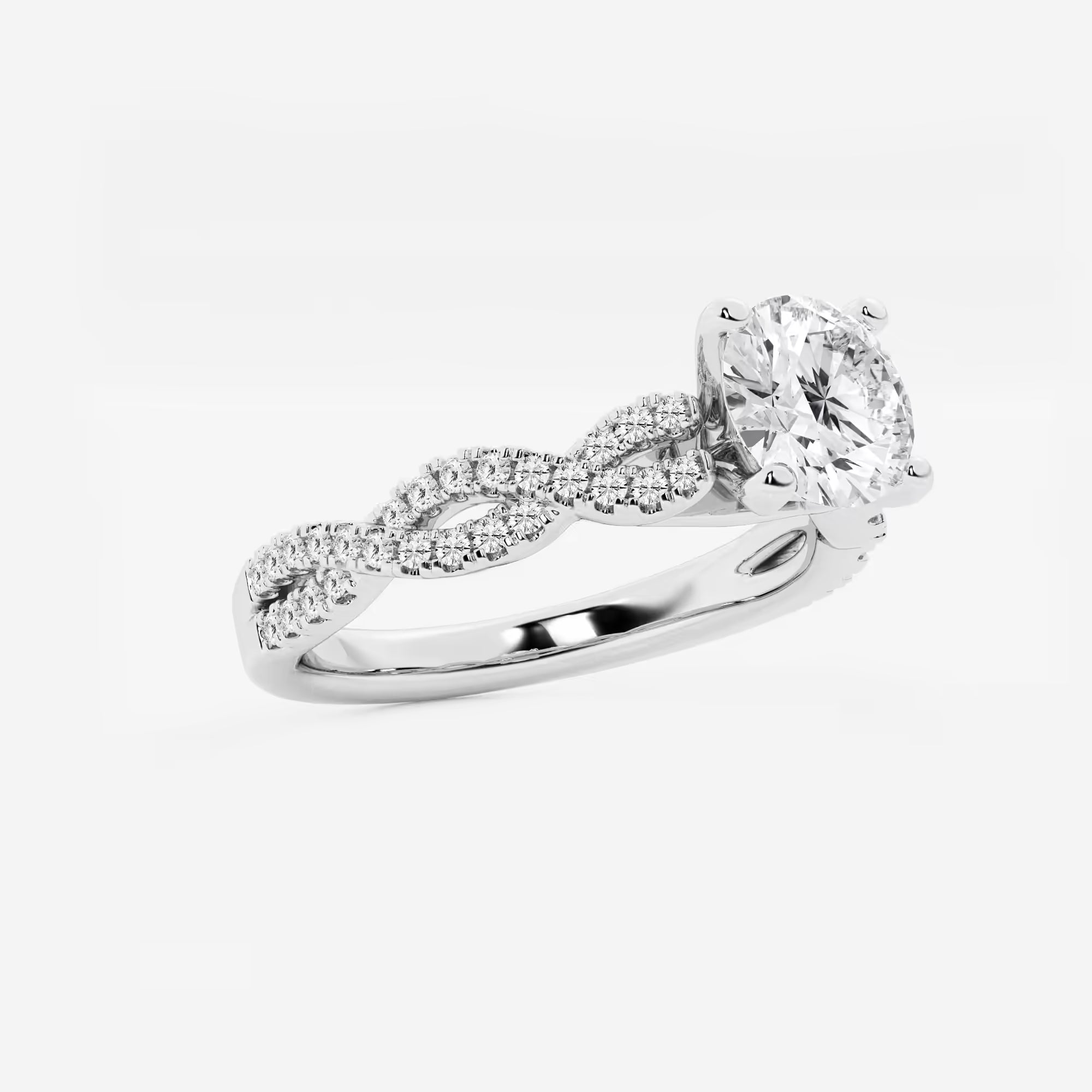 Round Lab Grown Diamond Double Twist Engagement Ring