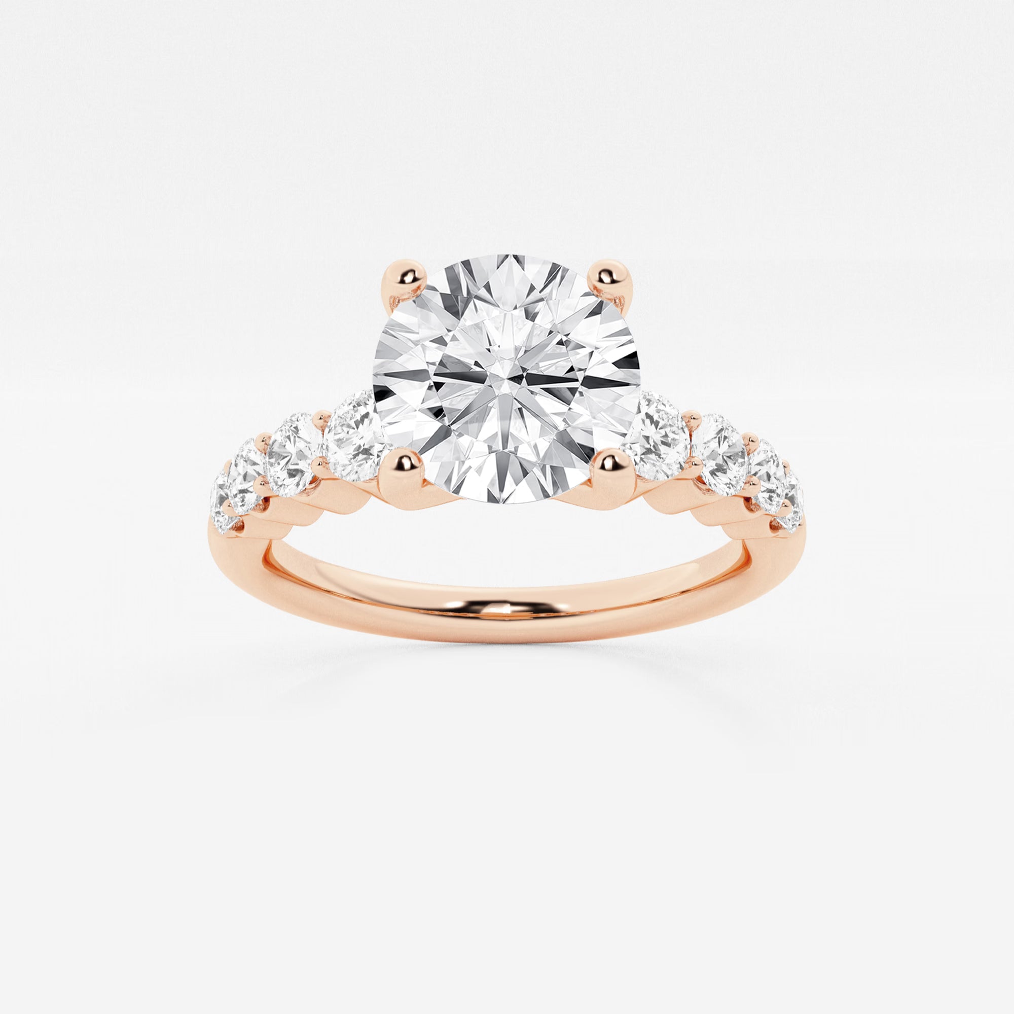 Round Lab Grown Diamond Graduated Engagement Ring