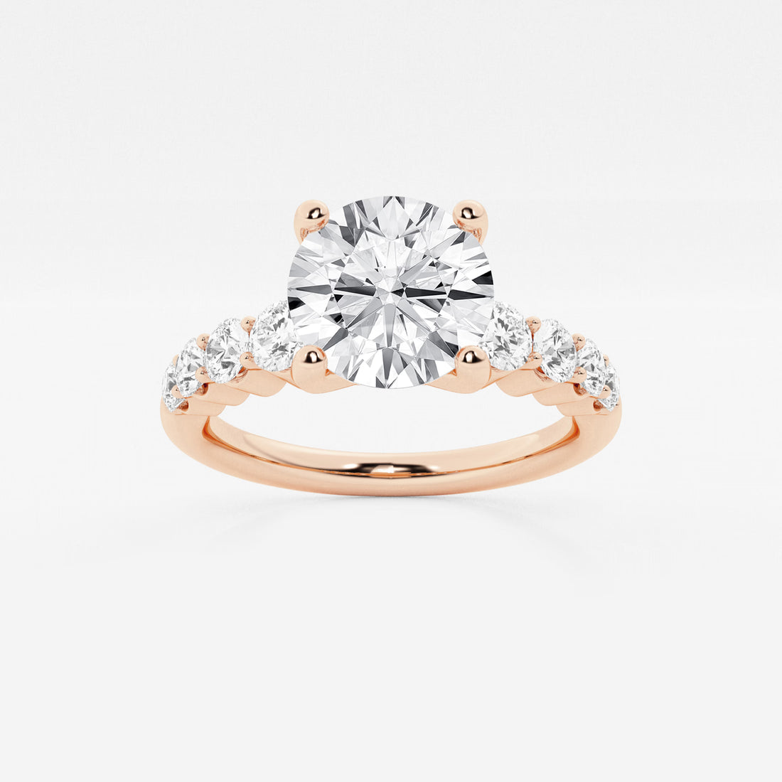 Round Lab Grown Diamond Graduated Engagement Ring