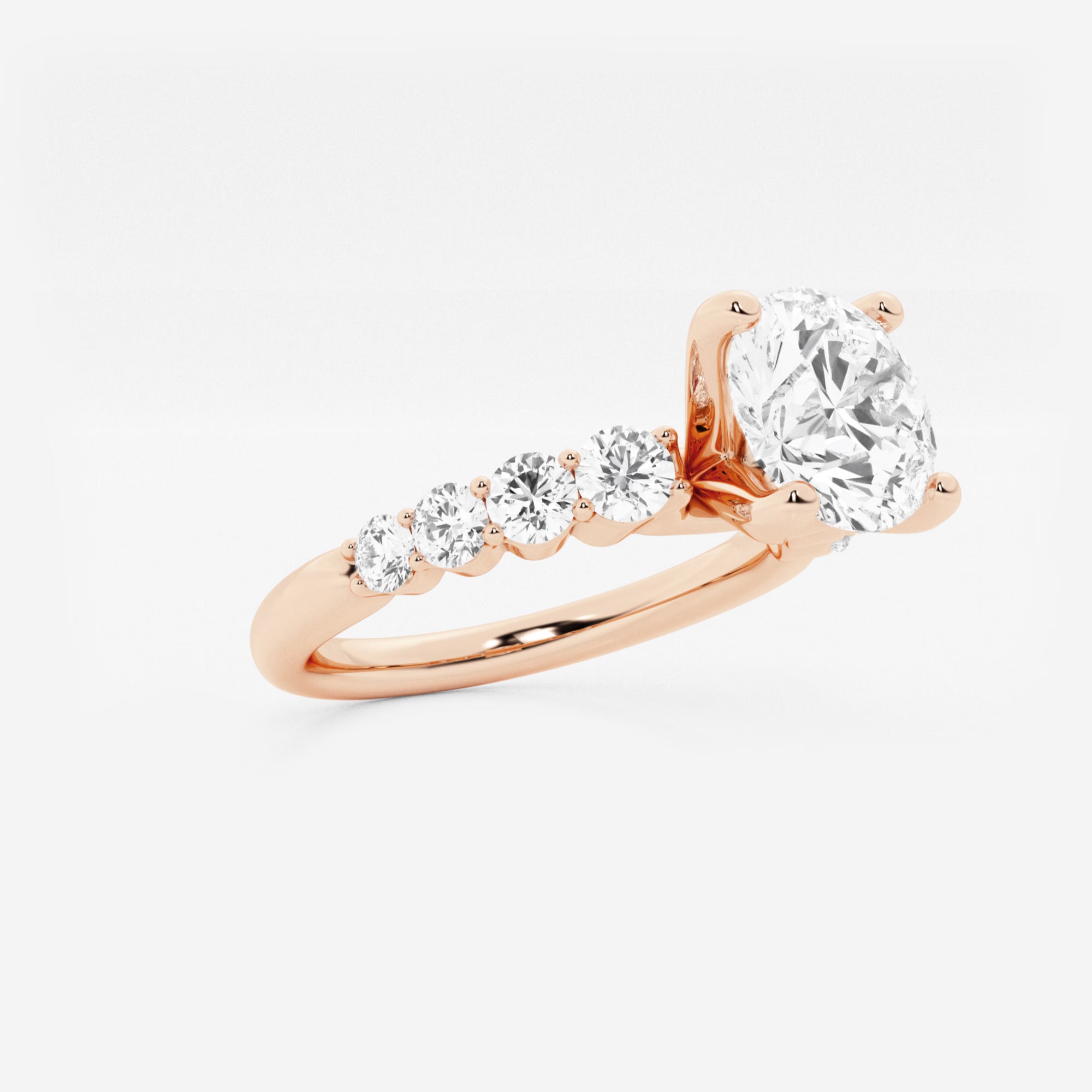 Round Lab Grown Diamond Graduated Engagement Ring