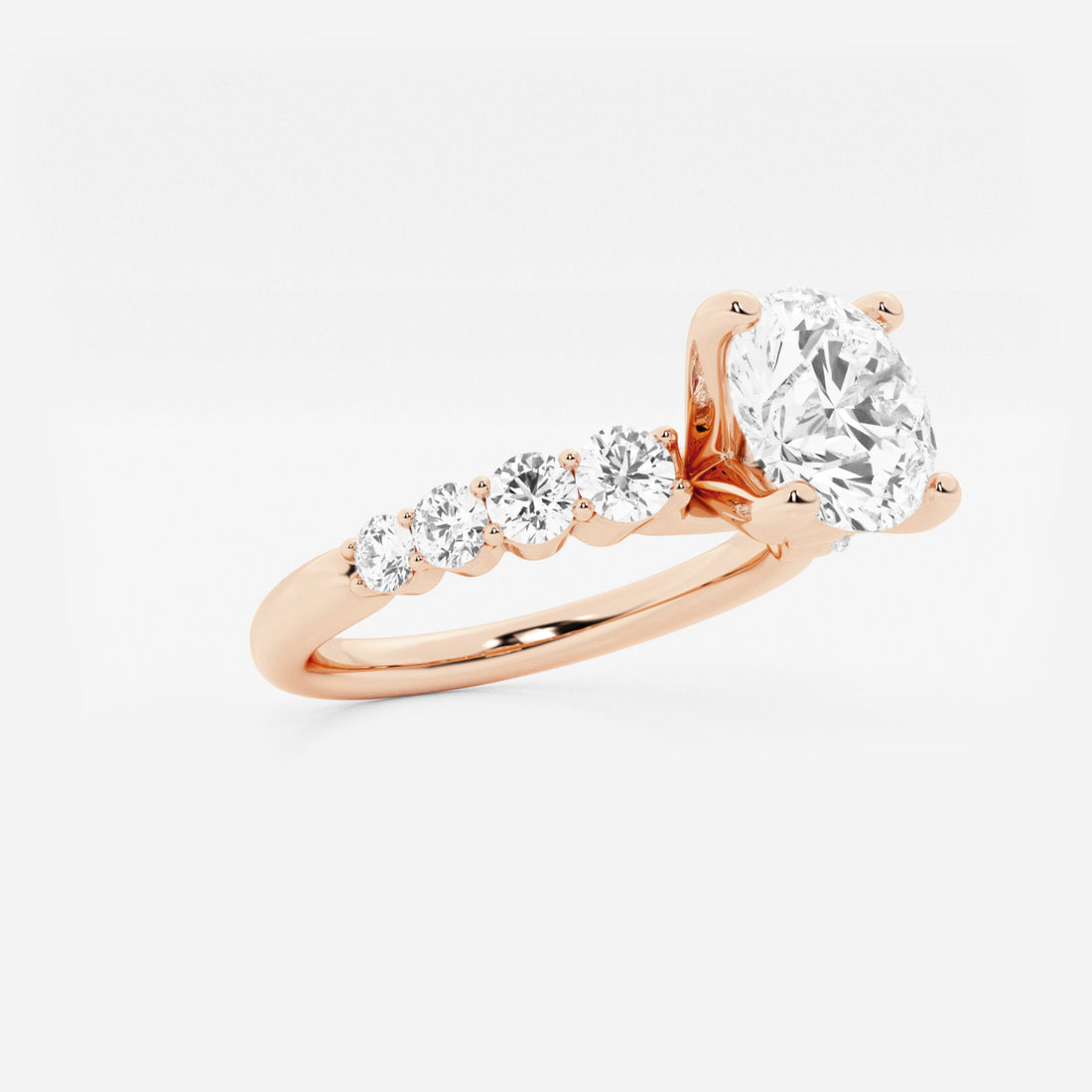 Round Lab Grown Diamond Graduated Engagement Ring