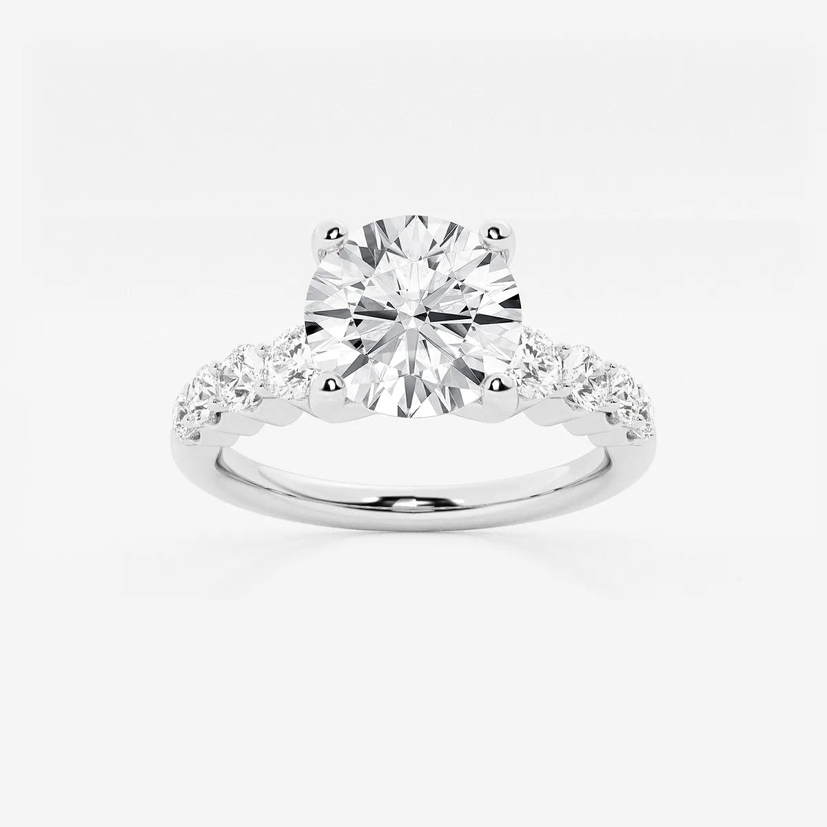 Round Lab Grown Diamond Graduated Engagement Ring