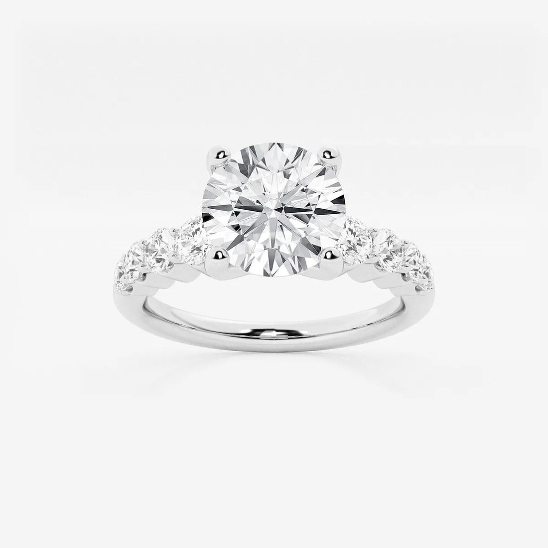 Round Lab Grown Diamond Graduated Engagement Ring
