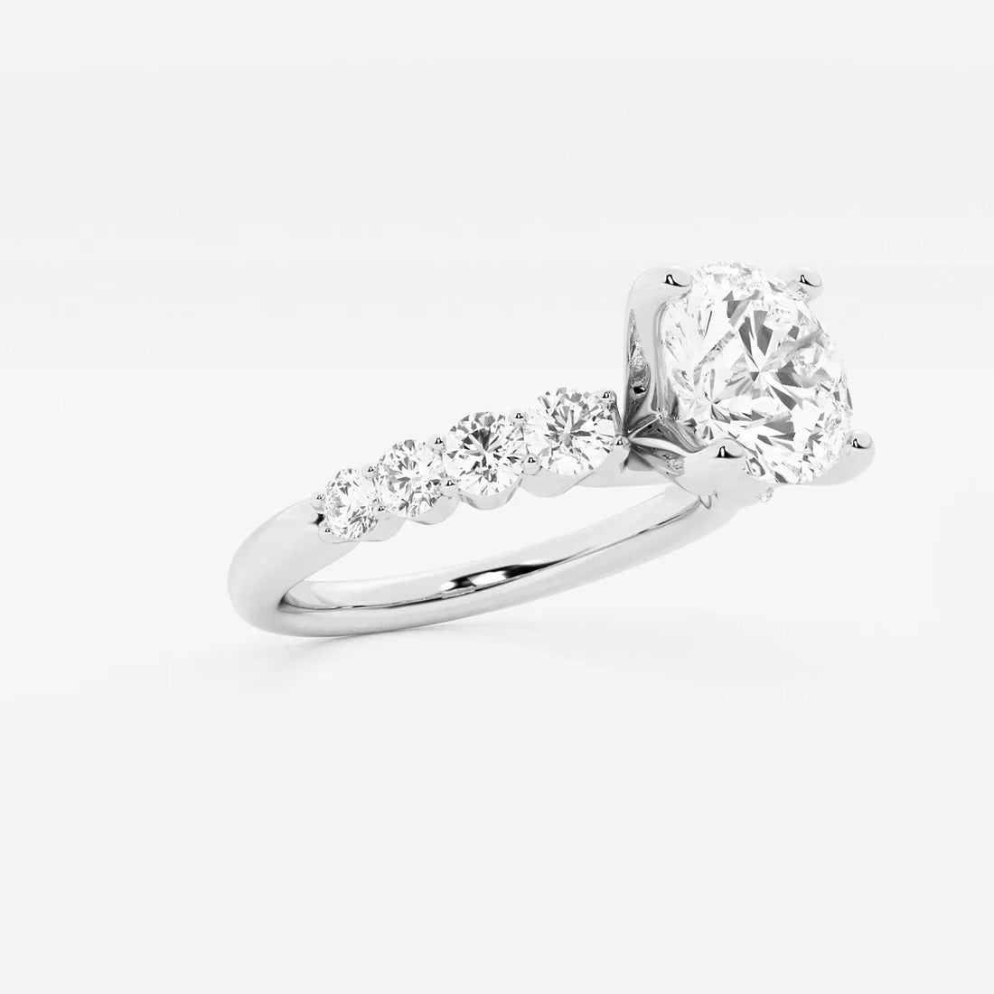 Round Lab Grown Diamond Graduated Engagement Ring