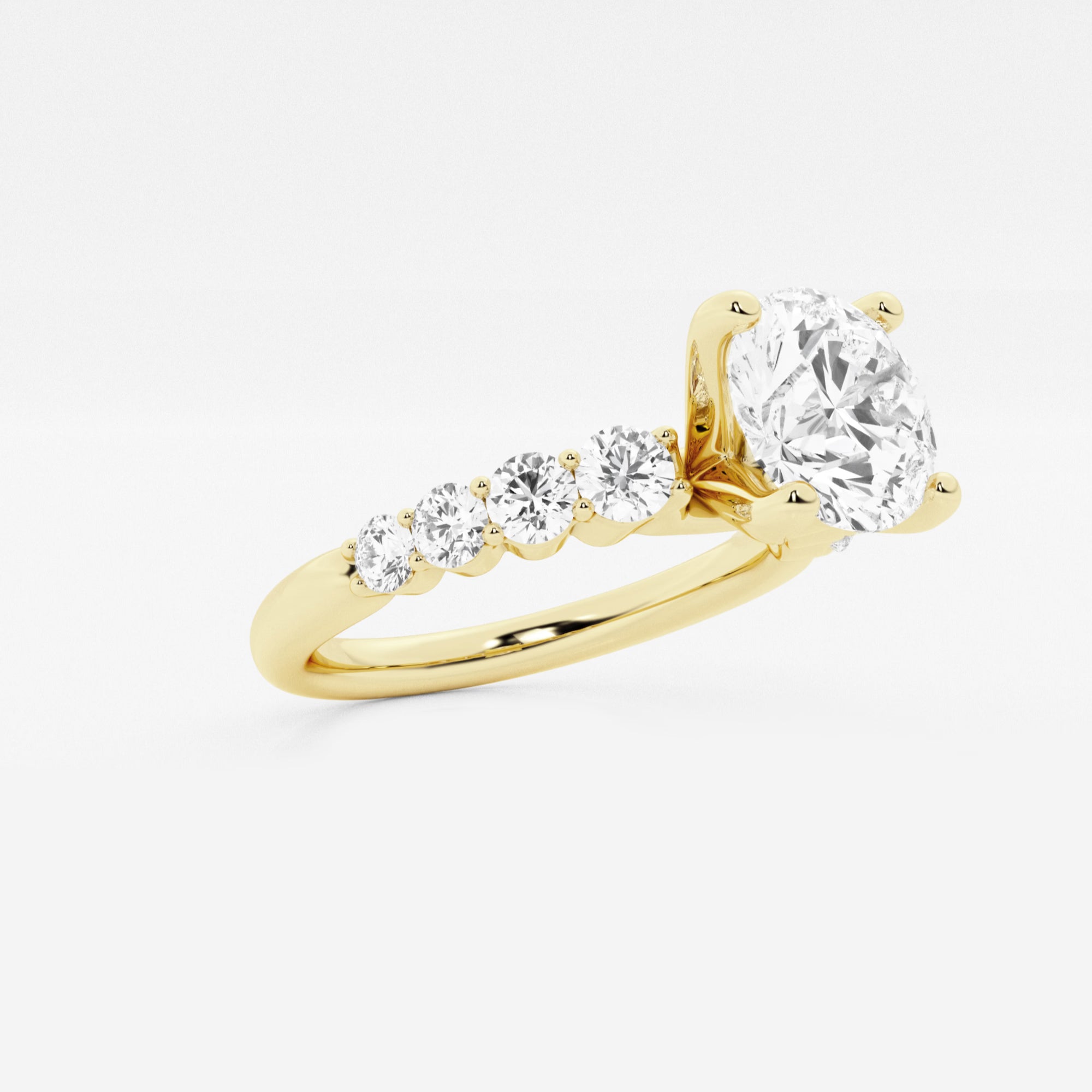 Round Lab Grown Diamond Graduated Engagement Ring