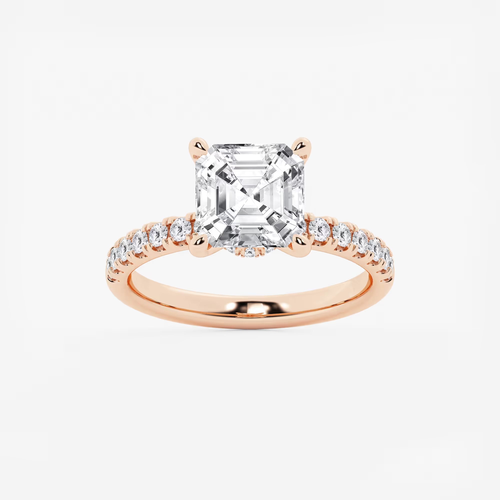 Celeste Asscher Lab Grown Diamond Hidden Halo Engagement Ring