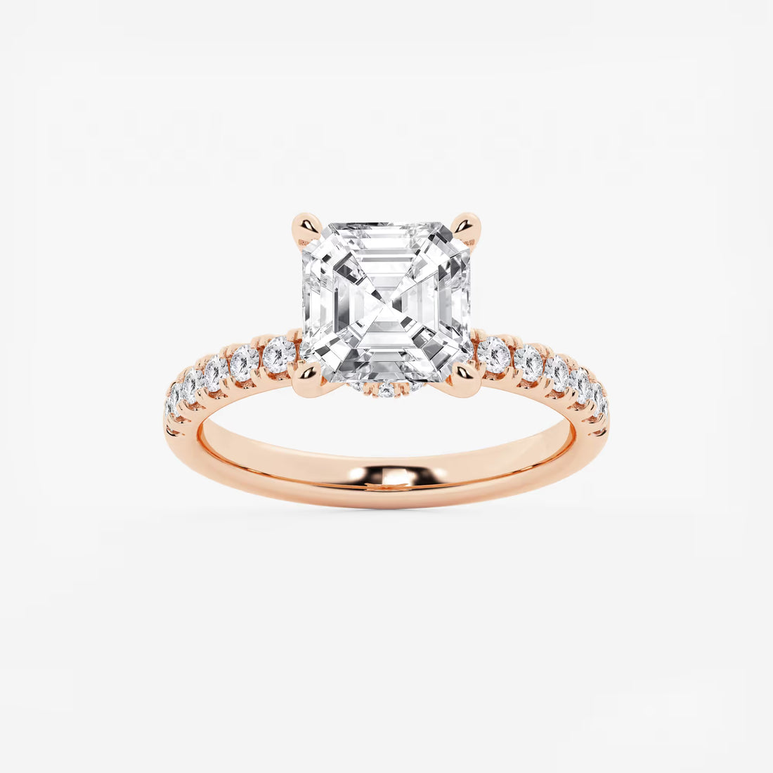 Celeste Asscher Lab Grown Diamond Hidden Halo Engagement Ring