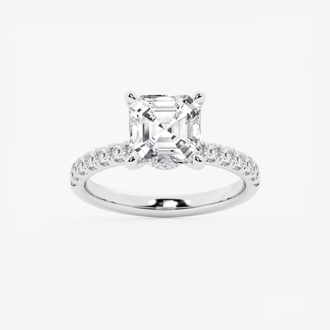 Celeste Asscher Lab Grown Diamond Hidden Halo Engagement Ring
