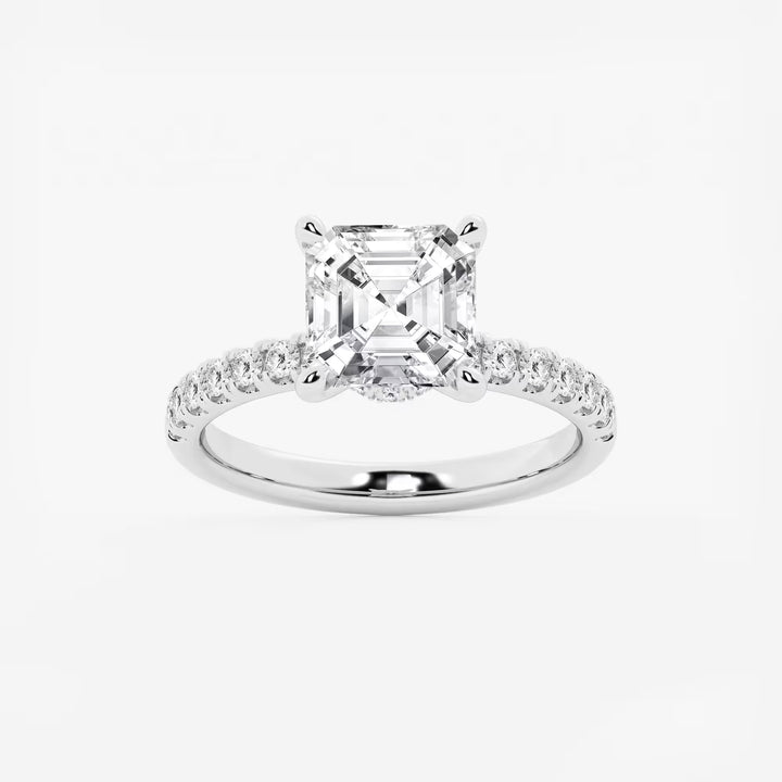 Celeste Asscher Lab Grown Diamond Hidden Halo Engagement Ring
