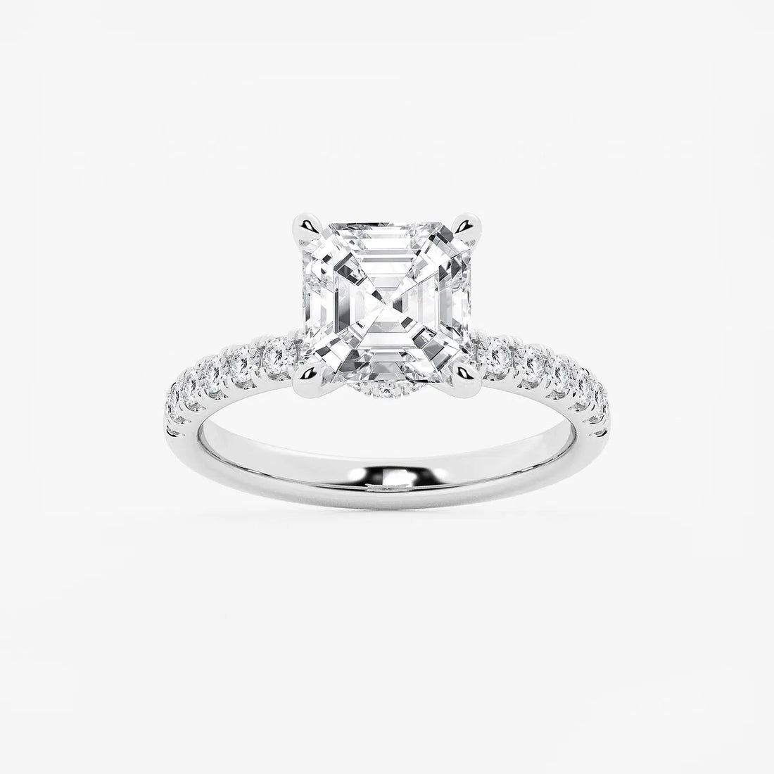 Celeste Asscher Lab Grown Diamond Hidden Halo Engagement Ring