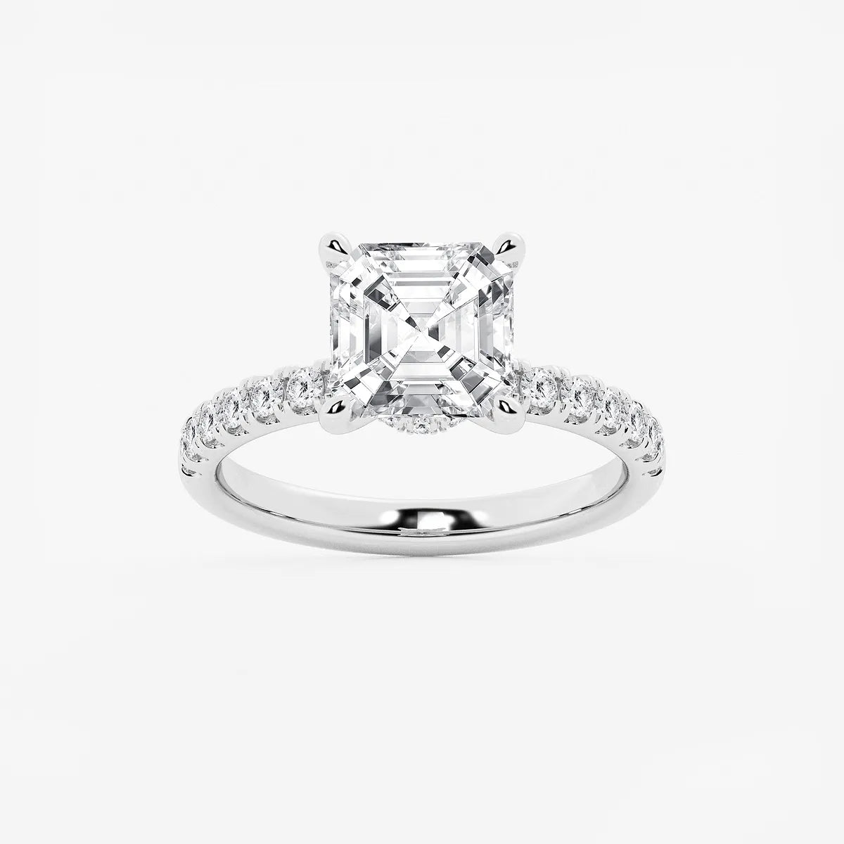 Celeste Asscher Lab Grown Diamond Hidden Halo Engagement Ring