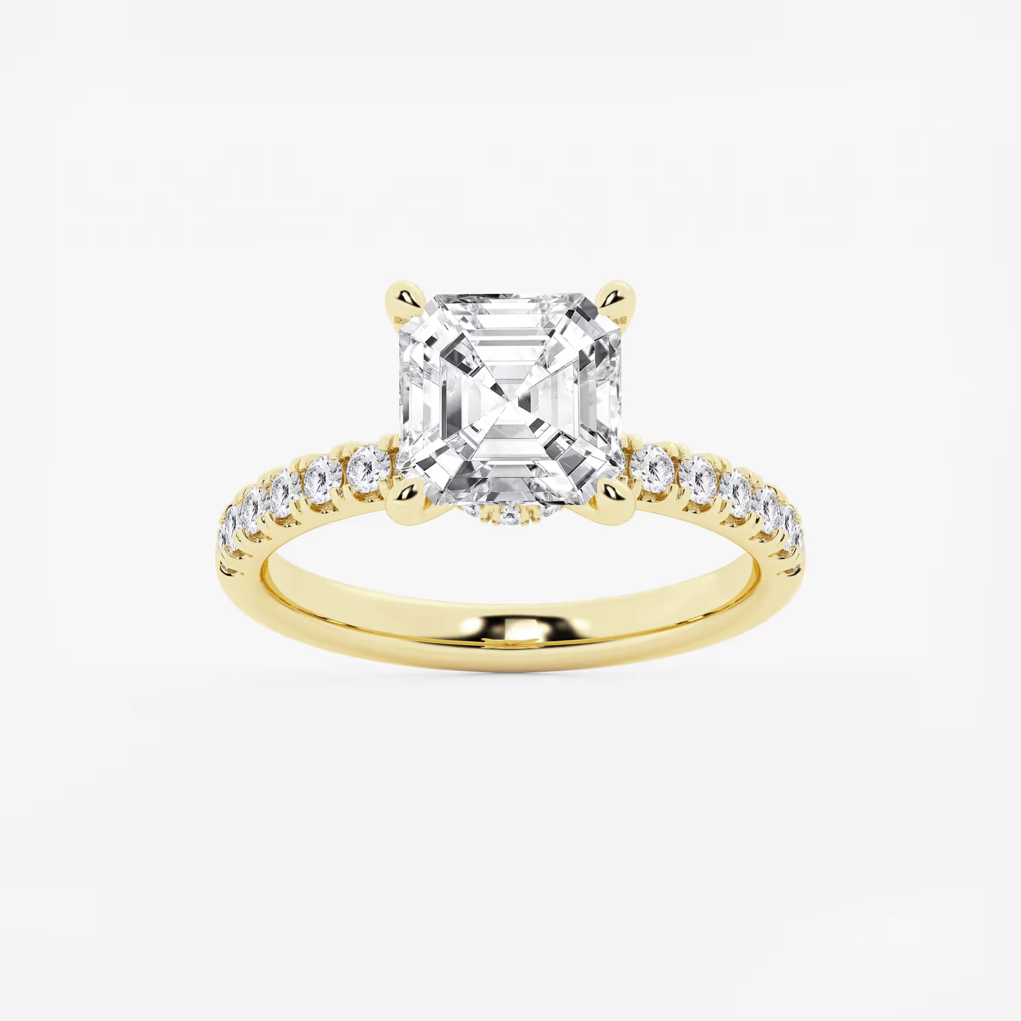 Celeste Asscher Lab Grown Diamond Hidden Halo Engagement Ring