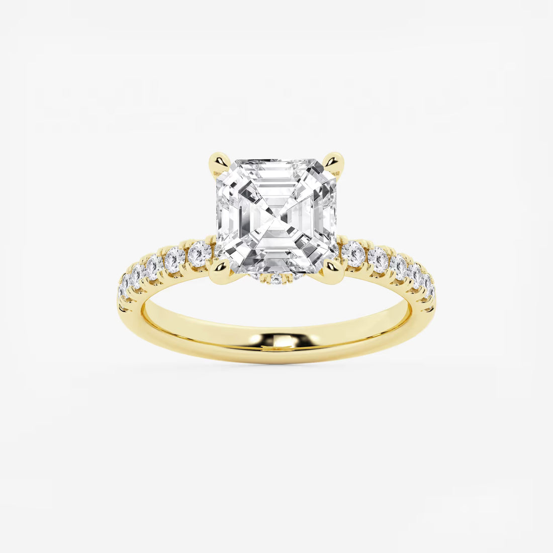 Celeste Asscher Lab Grown Diamond Hidden Halo Engagement Ring