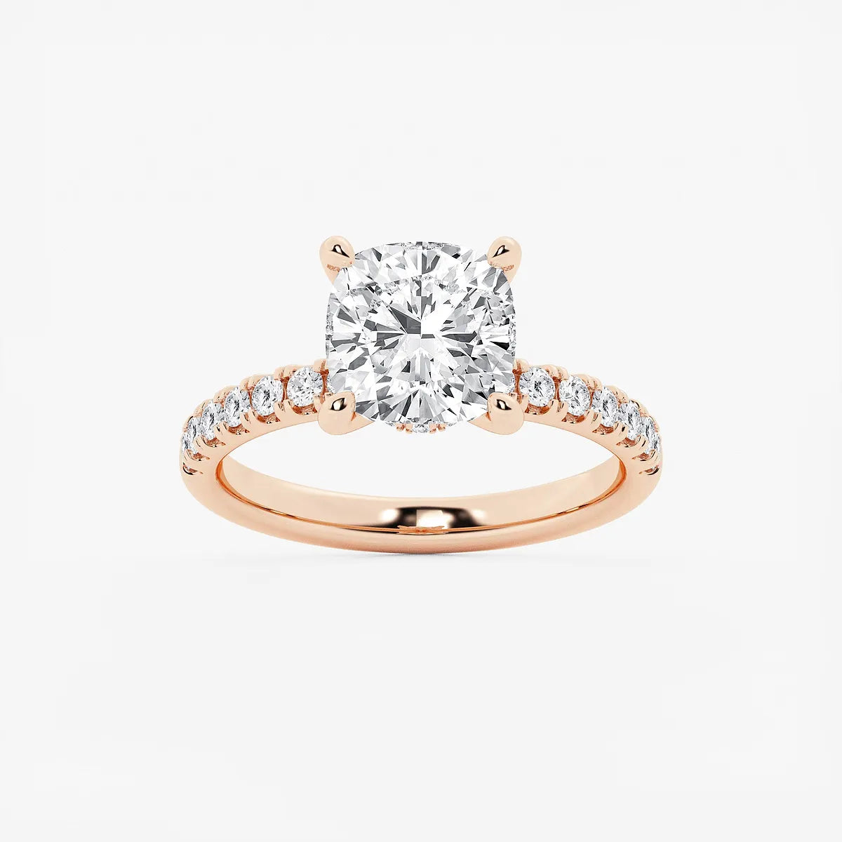 Cushion Lab Grown Diamond Hidden Halo Engagement Ring