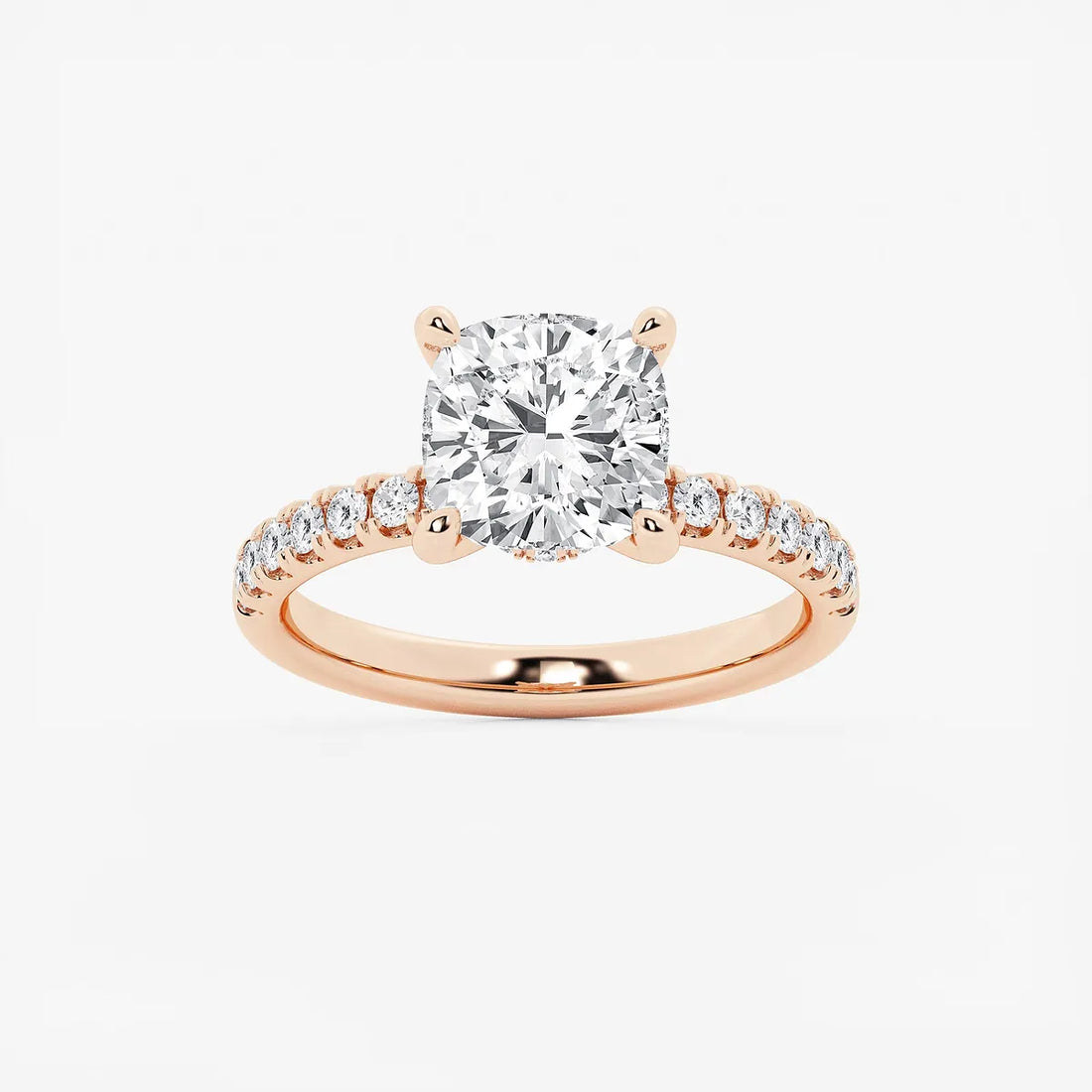 Cushion Lab Grown Diamond Hidden Halo Engagement Ring