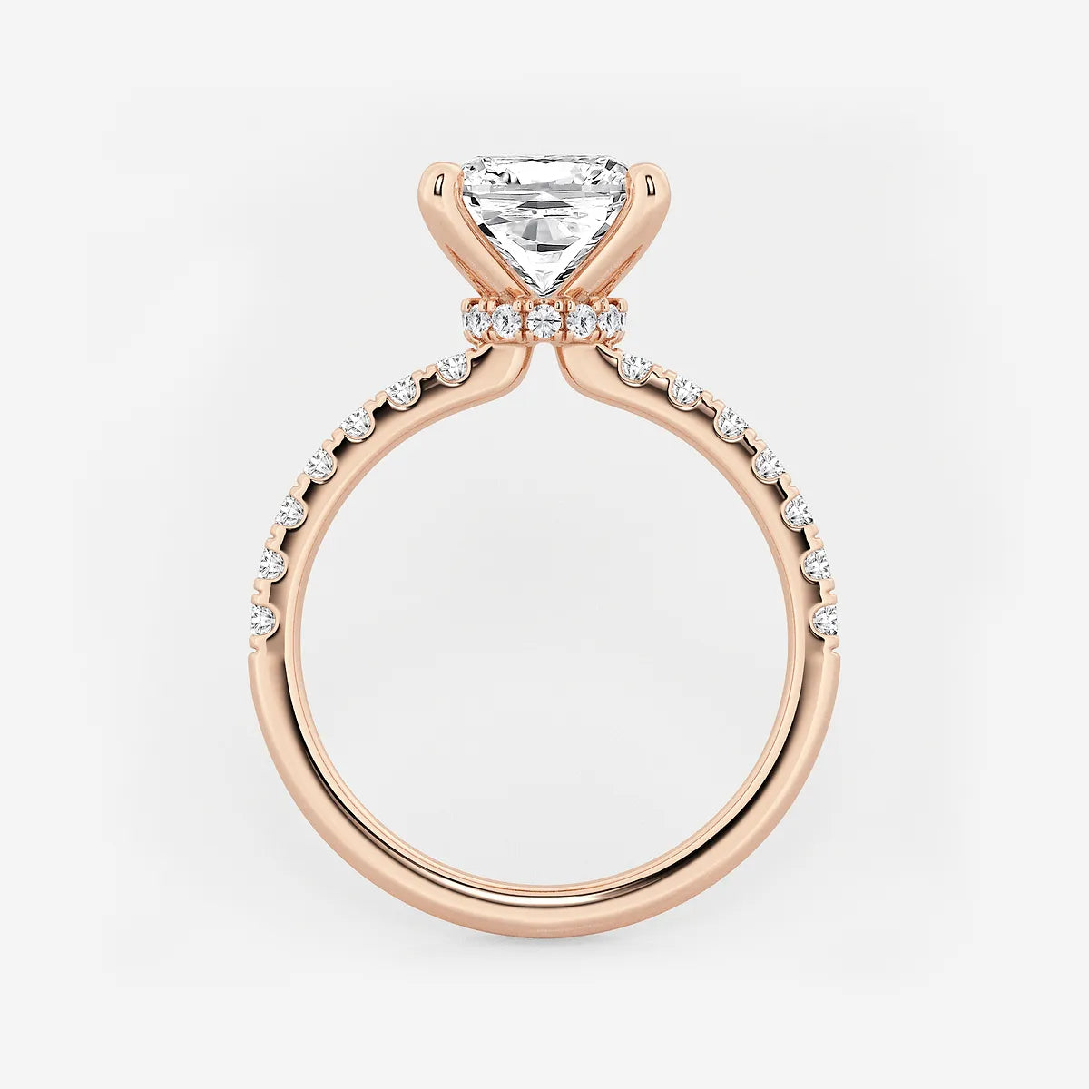 Cushion Lab Grown Diamond Hidden Halo Engagement Ring
