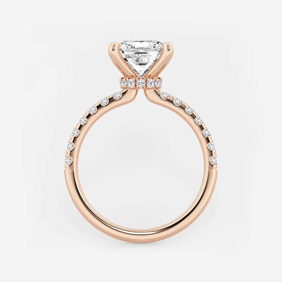 Cushion Lab Grown Diamond Hidden Halo Engagement Ring