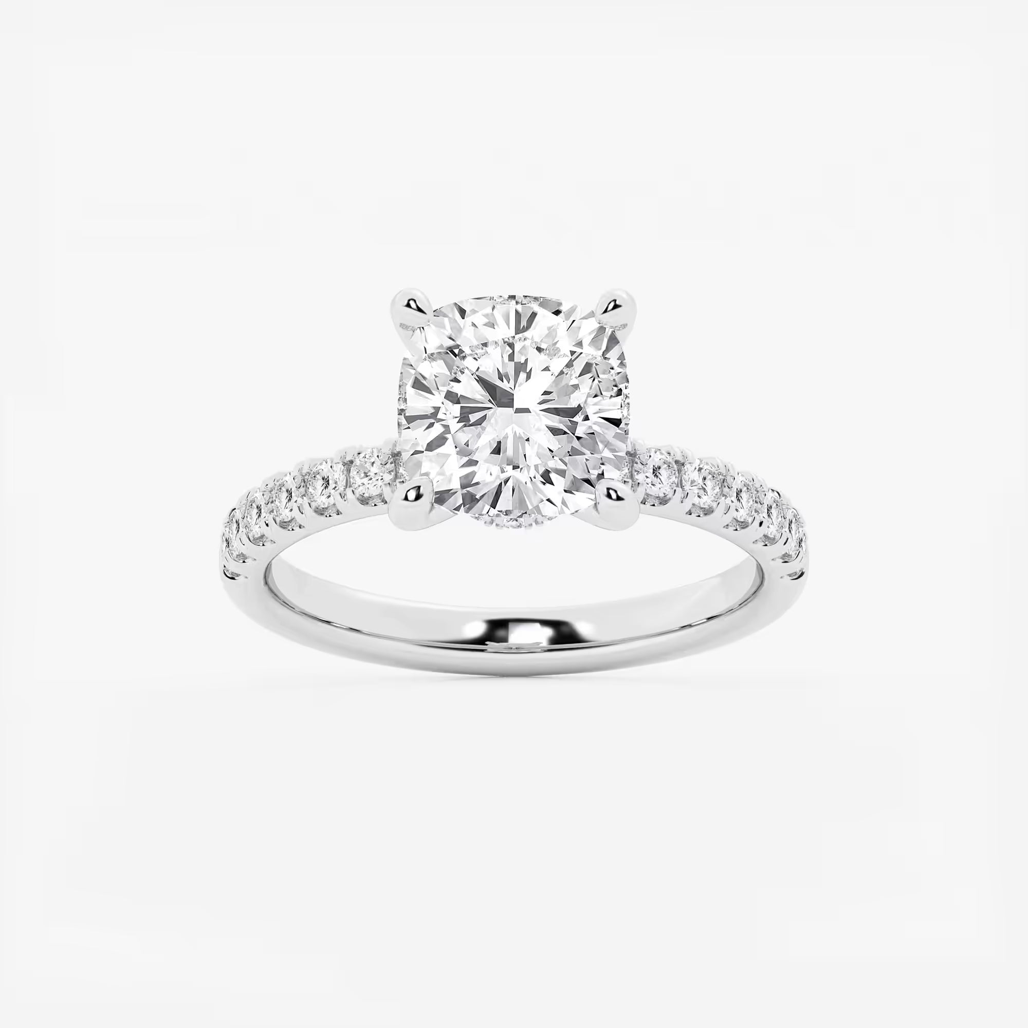 Cushion Lab Grown Diamond Hidden Halo Engagement Ring