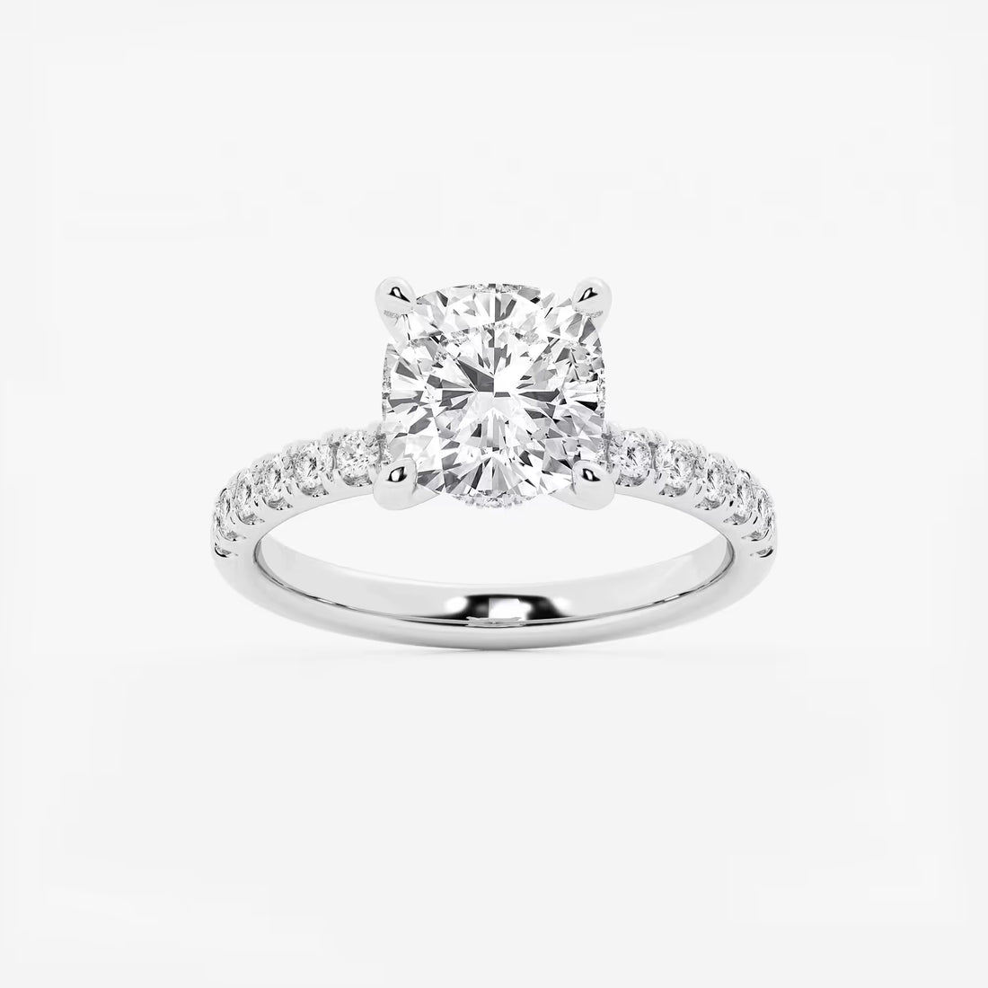 Cushion Lab Grown Diamond Hidden Halo Engagement Ring
