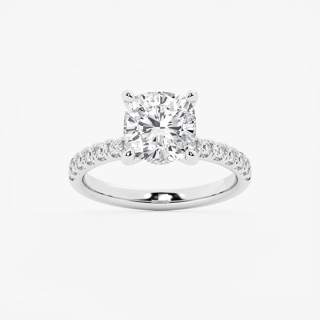 Cushion Lab Grown Diamond Hidden Halo Engagement Ring