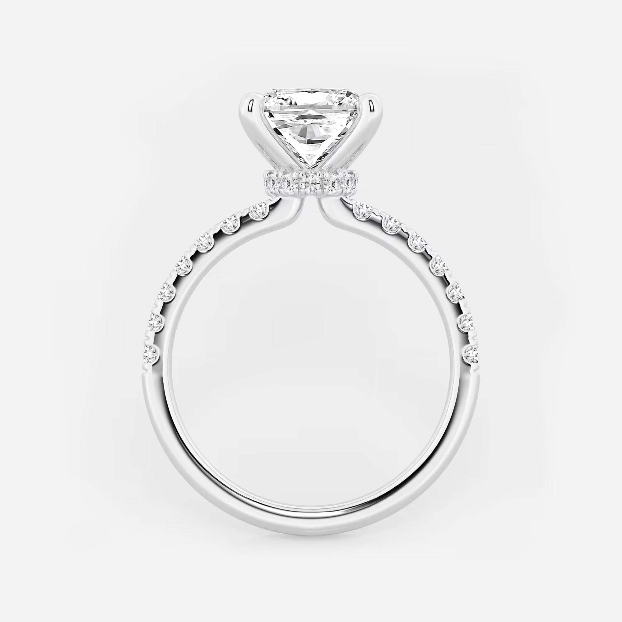 Cushion Lab Grown Diamond Hidden Halo Engagement Ring