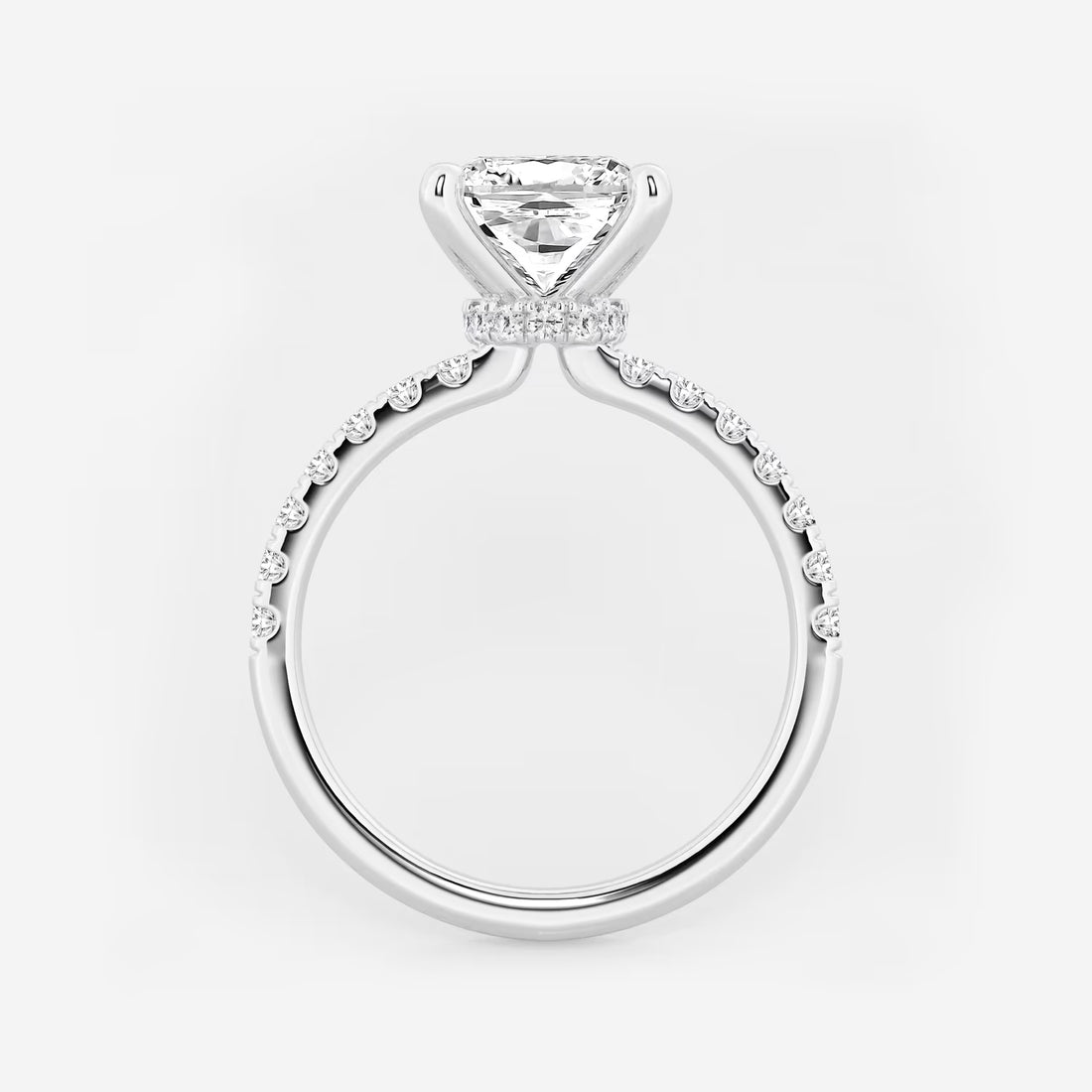 Cushion Lab Grown Diamond Hidden Halo Engagement Ring
