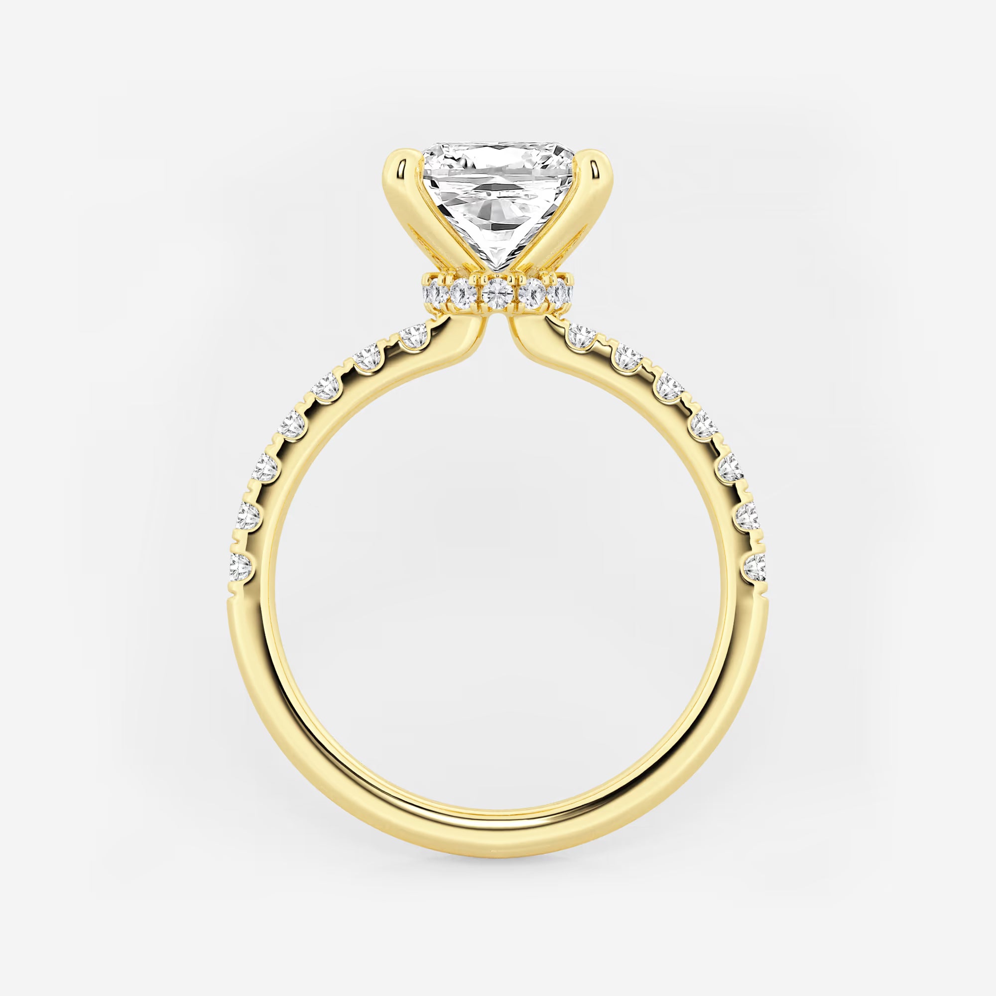 Cushion Lab Grown Diamond Hidden Halo Engagement Ring