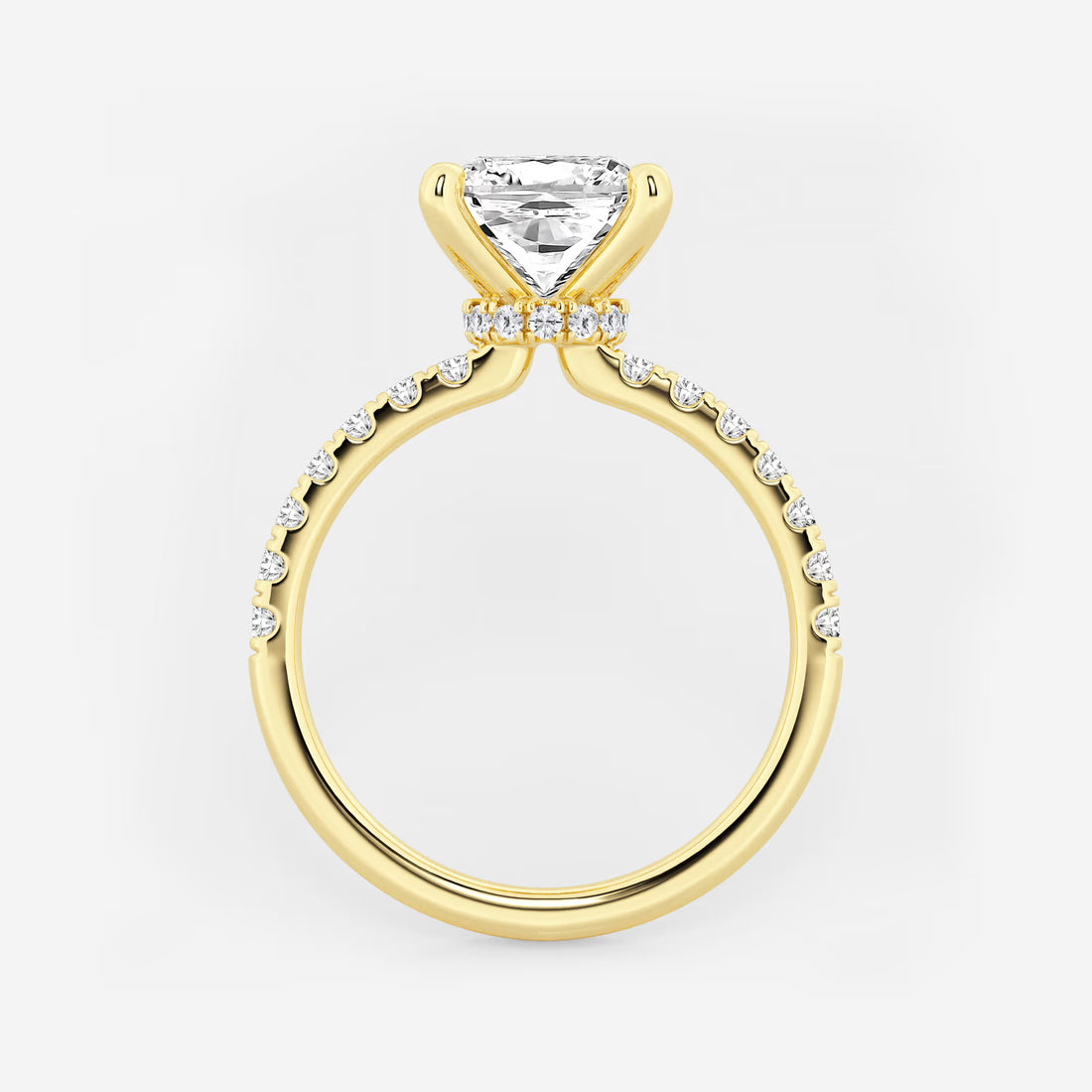 Cushion Lab Grown Diamond Hidden Halo Engagement Ring
