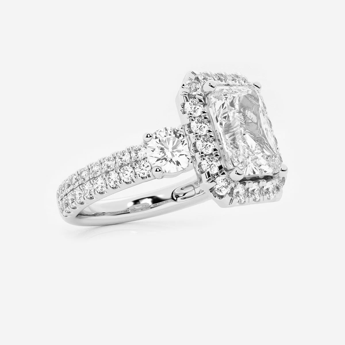 Miravelle Lab-Grown Diamond Double Row Halo Engagement Ring