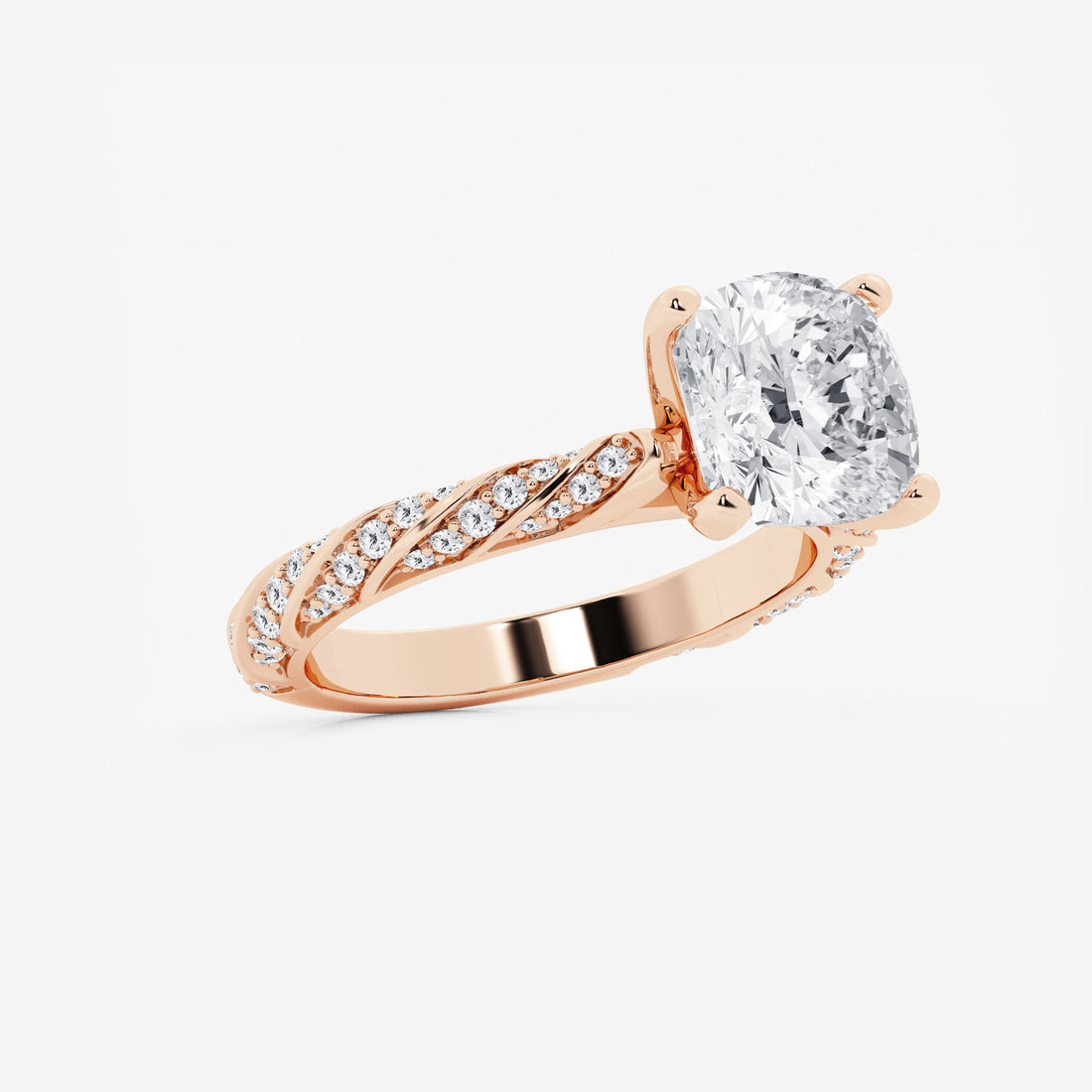 Cushion Cut Lab Grown Diamond Ribbon Style Engagement Ring