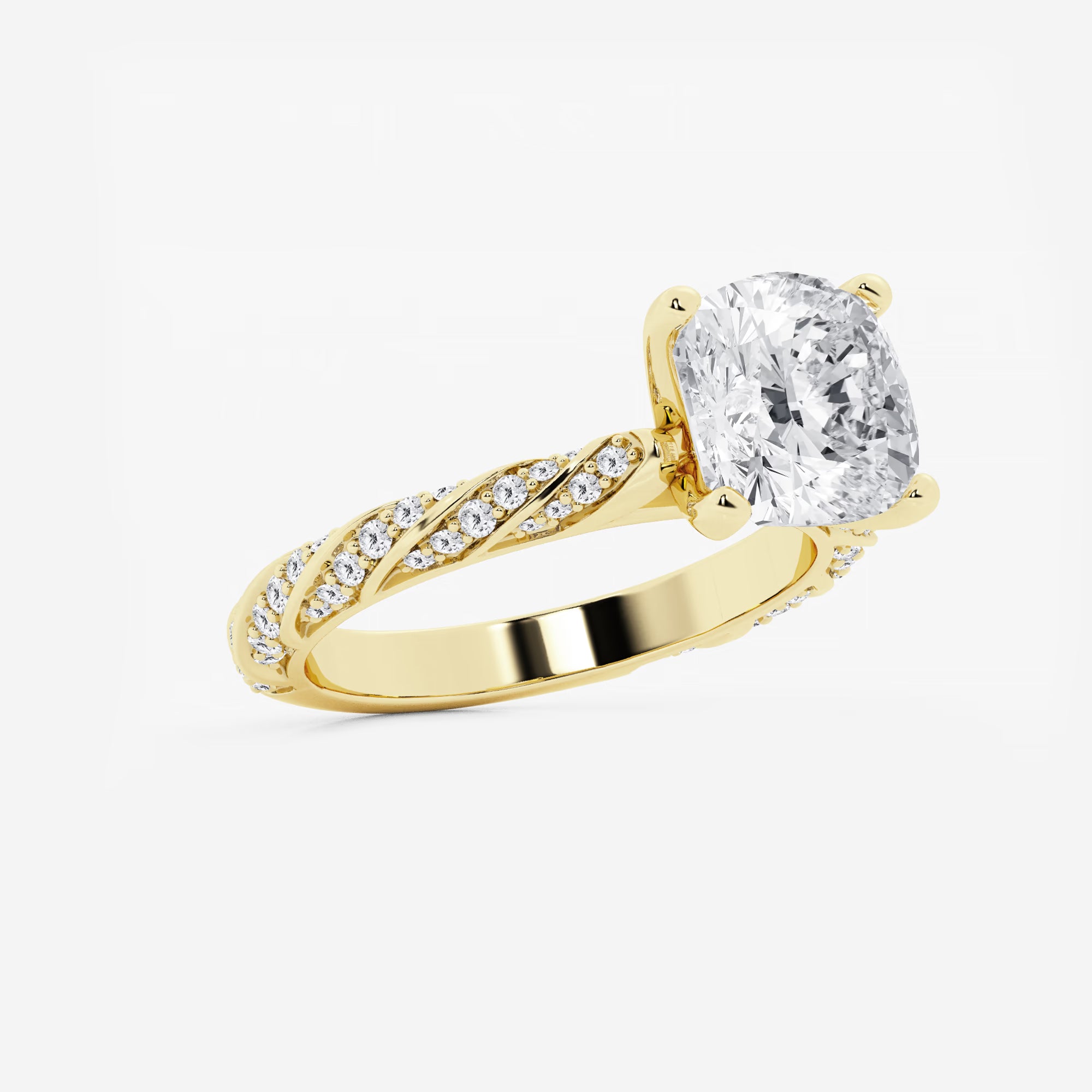 Cushion Cut Lab Grown Diamond Ribbon Style Engagement Ring