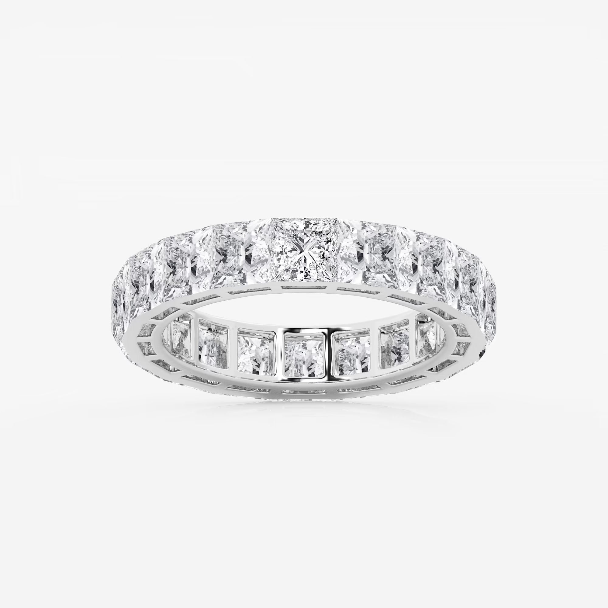 Invisible Set Princess Cut Lab Grown Diamond Cube Eternity Band in Solid Gold