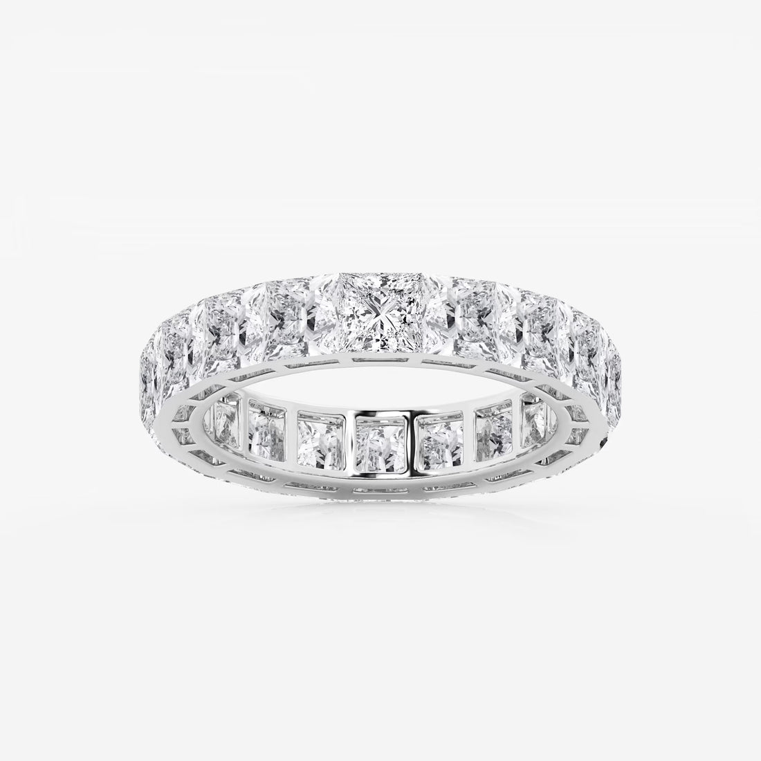 Invisible Set Princess Cut Lab Grown Diamond Cube Eternity Band in Solid Gold