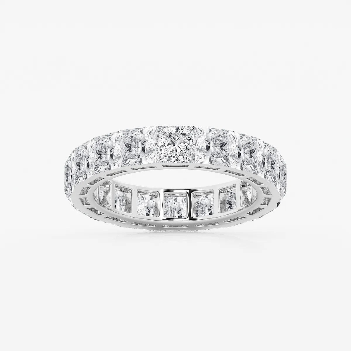 Invisible Set Princess Cut Lab Grown Diamond Cube Eternity Band in Solid Gold