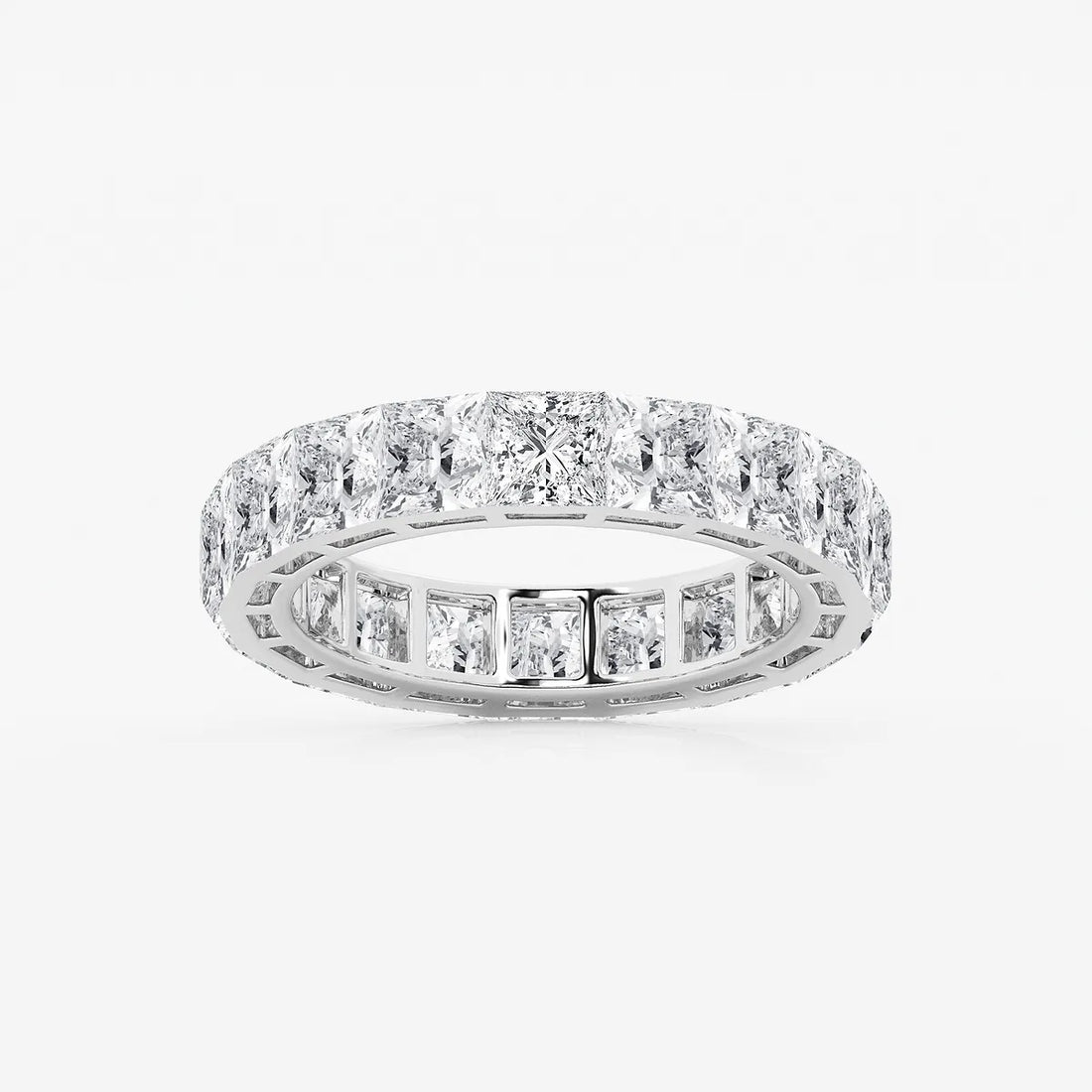 Invisible Set Princess Cut Lab Grown Diamond Cube Eternity Band in Solid Gold