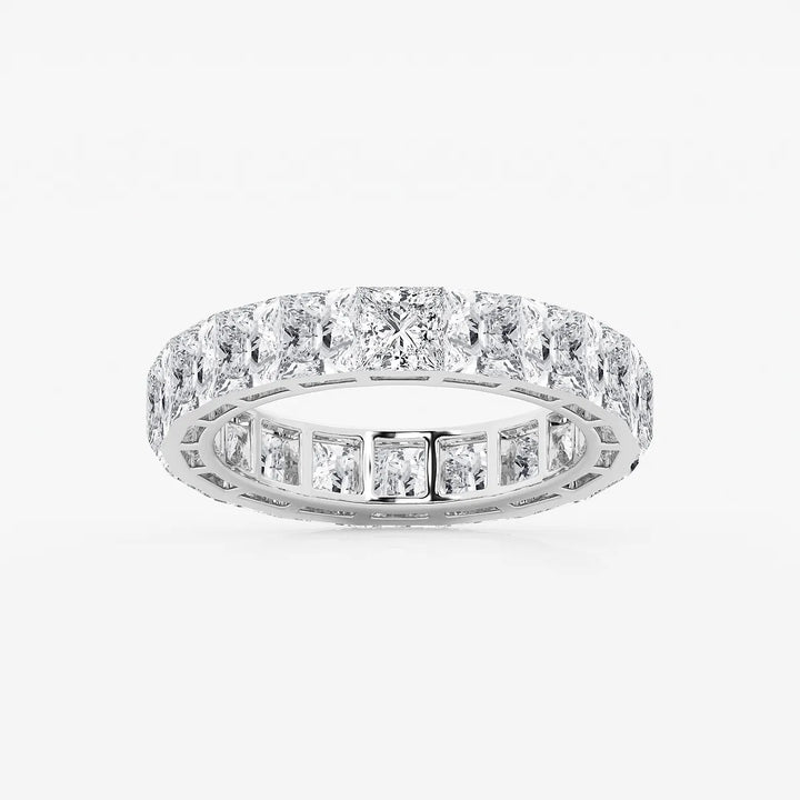 Invisible Set Princess Cut Lab Grown Diamond Cube Eternity Band in Solid Gold