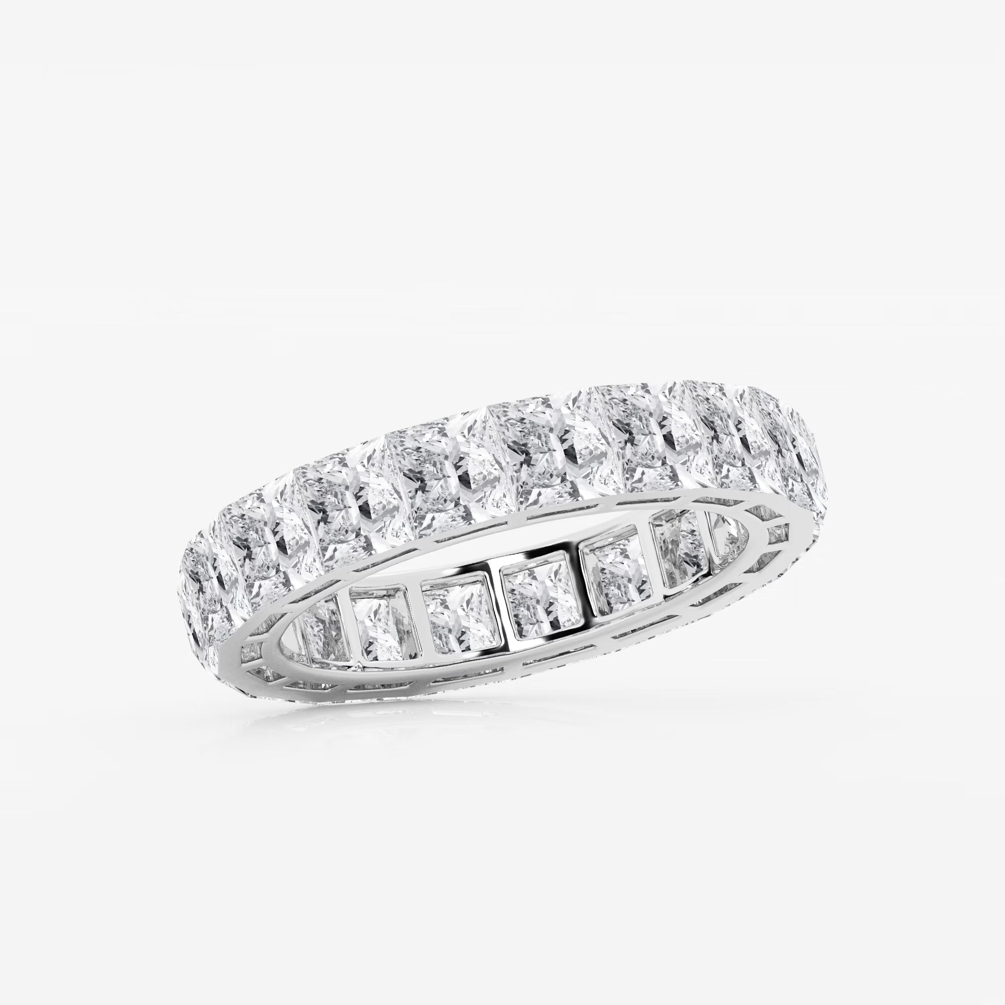 Invisible Set Princess Cut Lab Grown Diamond Cube Eternity Band in Solid Gold