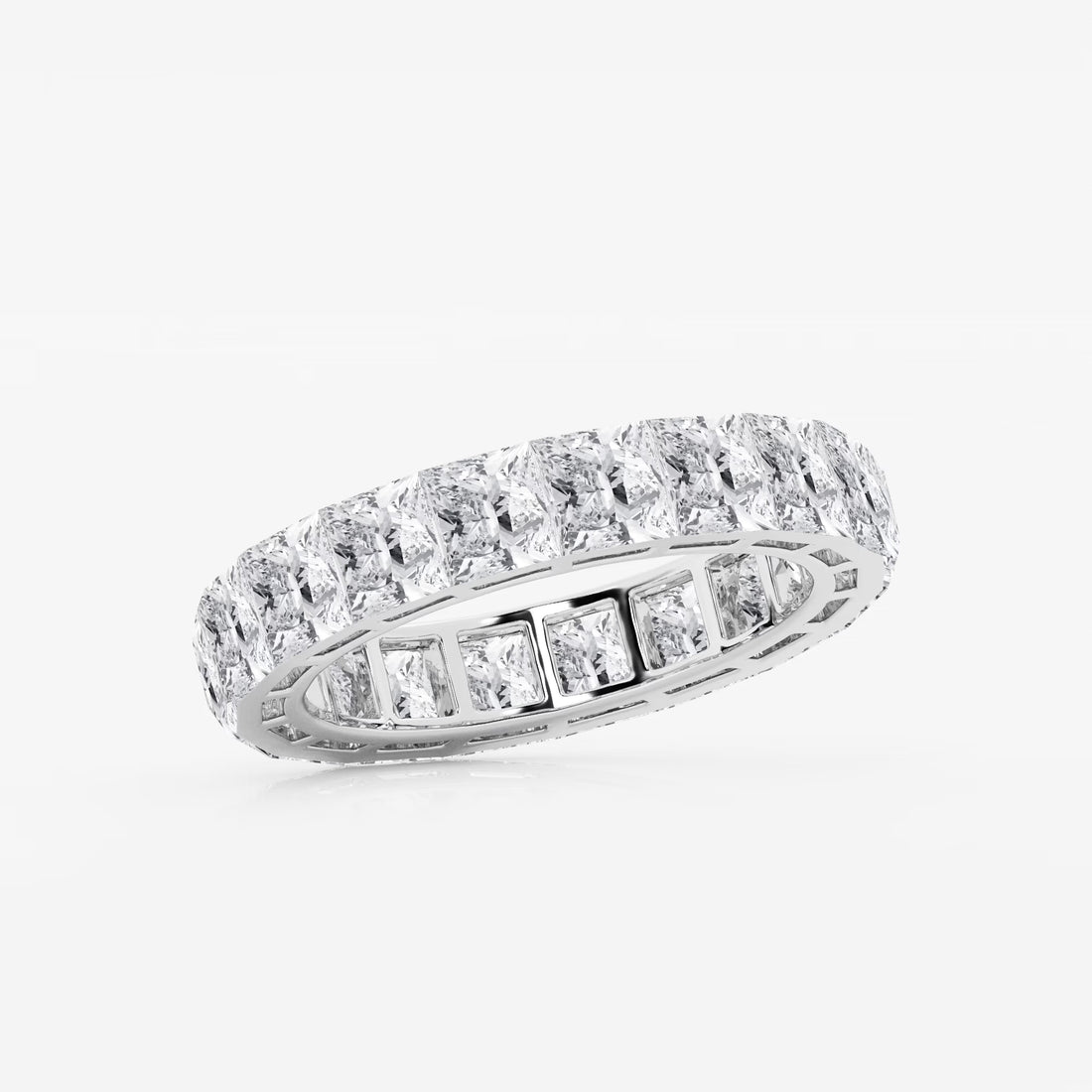 Invisible Set Princess Cut Lab Grown Diamond Cube Eternity Band in Solid Gold